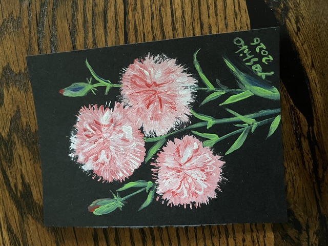 Acrylic Postcard with envelope "Pink Carnation"/アクリリック画材ポストカード「ピンクカーネーション」