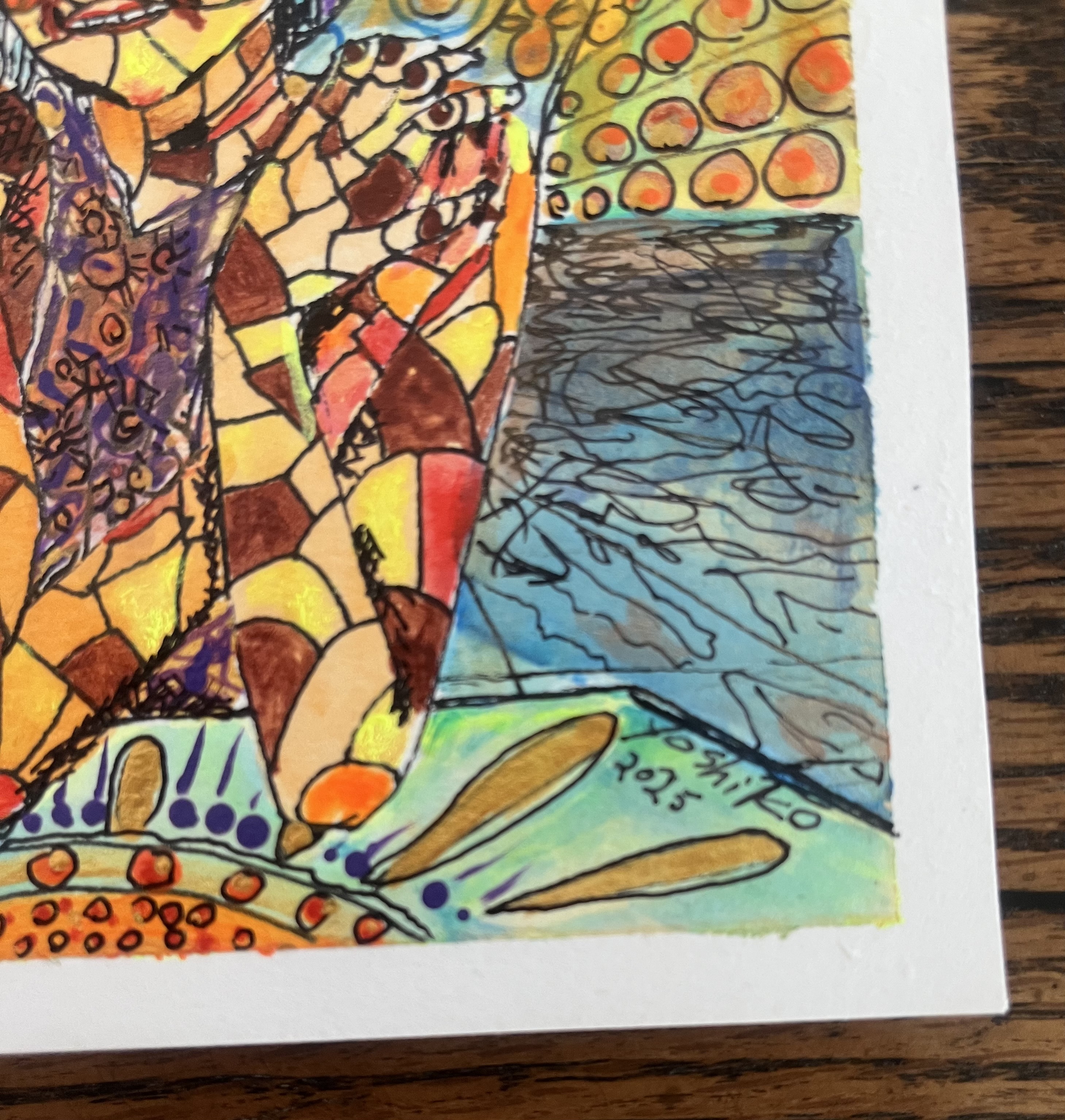 Acrylic Greeting Card with envelop, "Sunday Afternoon"/ アクリリック 画材のポストカード「ある日曜日の午後」