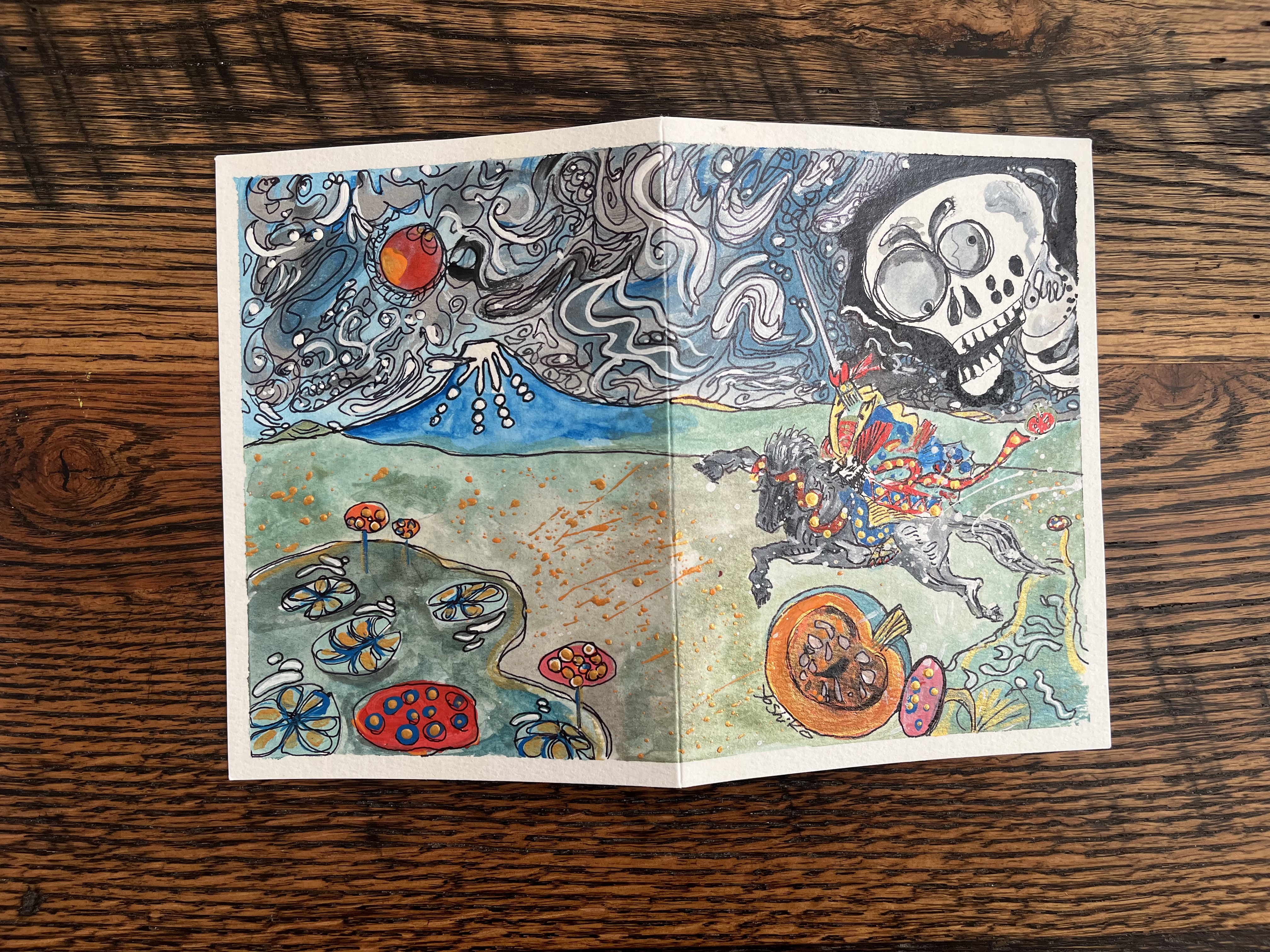 Acrylic Greeting Card with envelop, "Samurai on Horse"/ アクリリック グリーティングカード封筒付き　「馬に乗った侍」