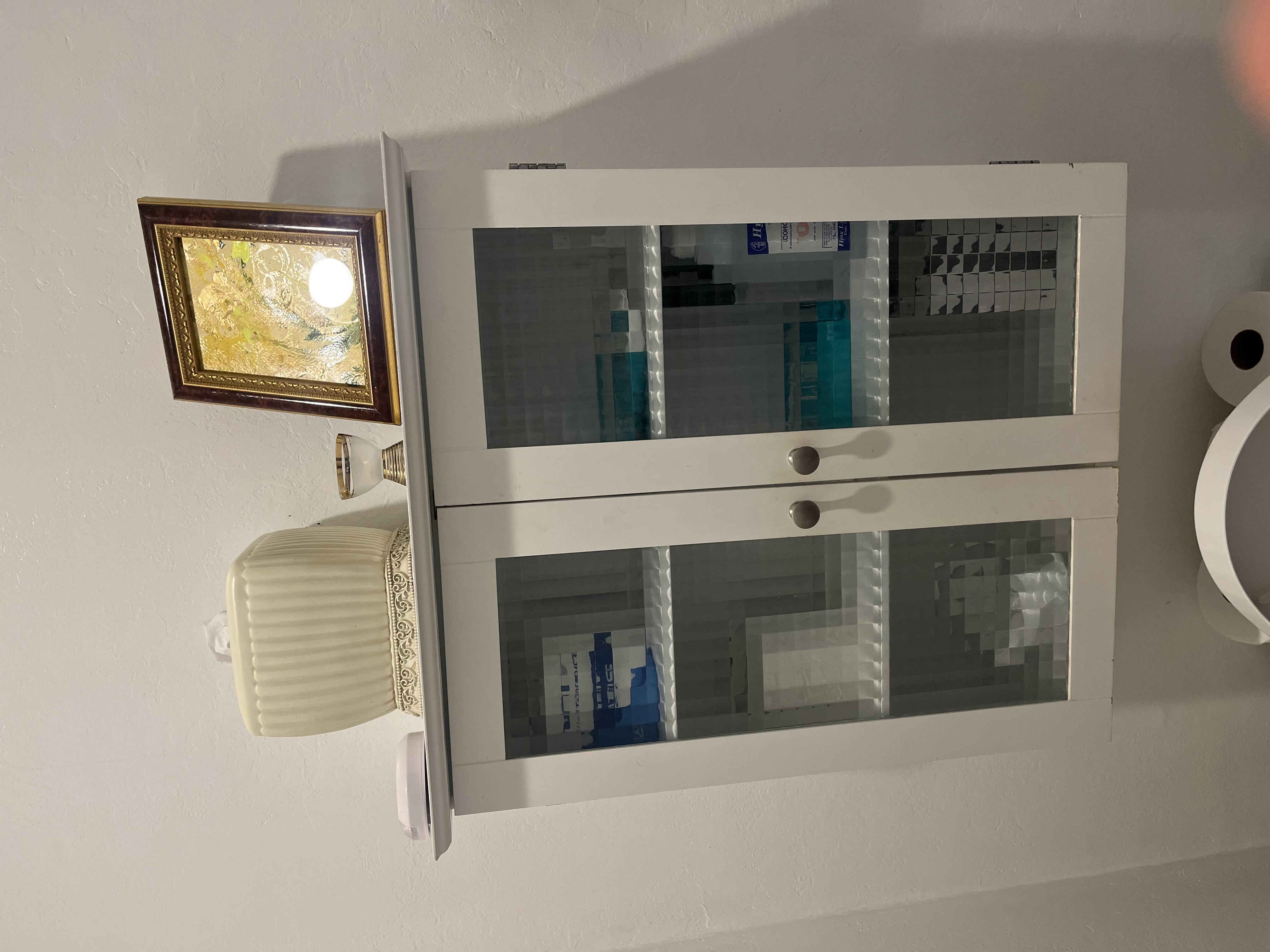 Acrylic "6.5" x 5.5" ' Good Luck with Money Gold Painting in Bathroom' /アクリリック 16.5 cm x 11.5 cm 「金運良し化粧室の金絵」