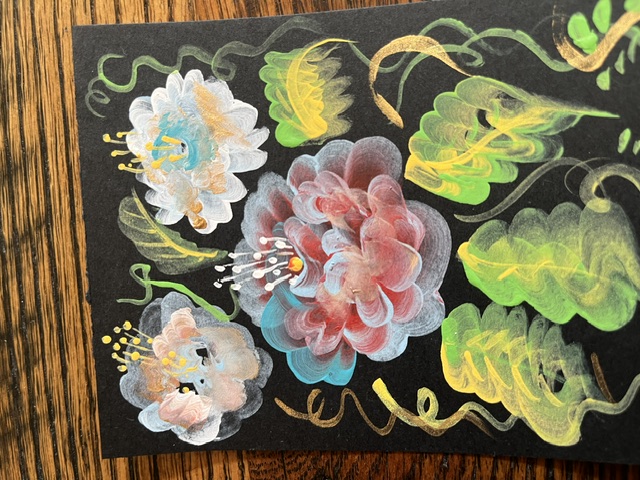 Acrylic Postcard with envelope "Peony Flower"/アクリリック画材ポストカード「牡丹の花」