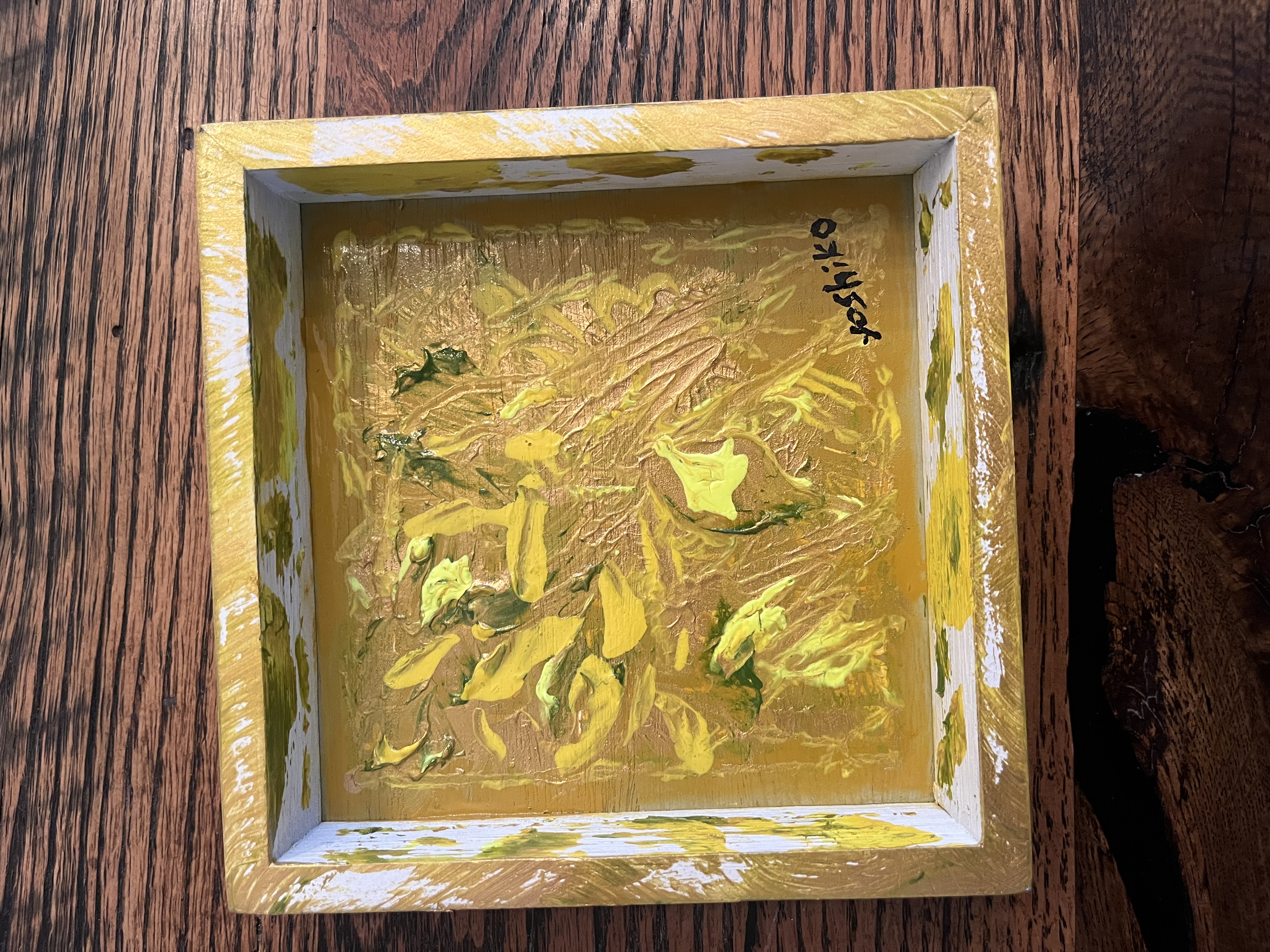 Acrylic 5"x 5" [ Money is coming] アクリリック13 cm x 13 cm「金運がやって来る」