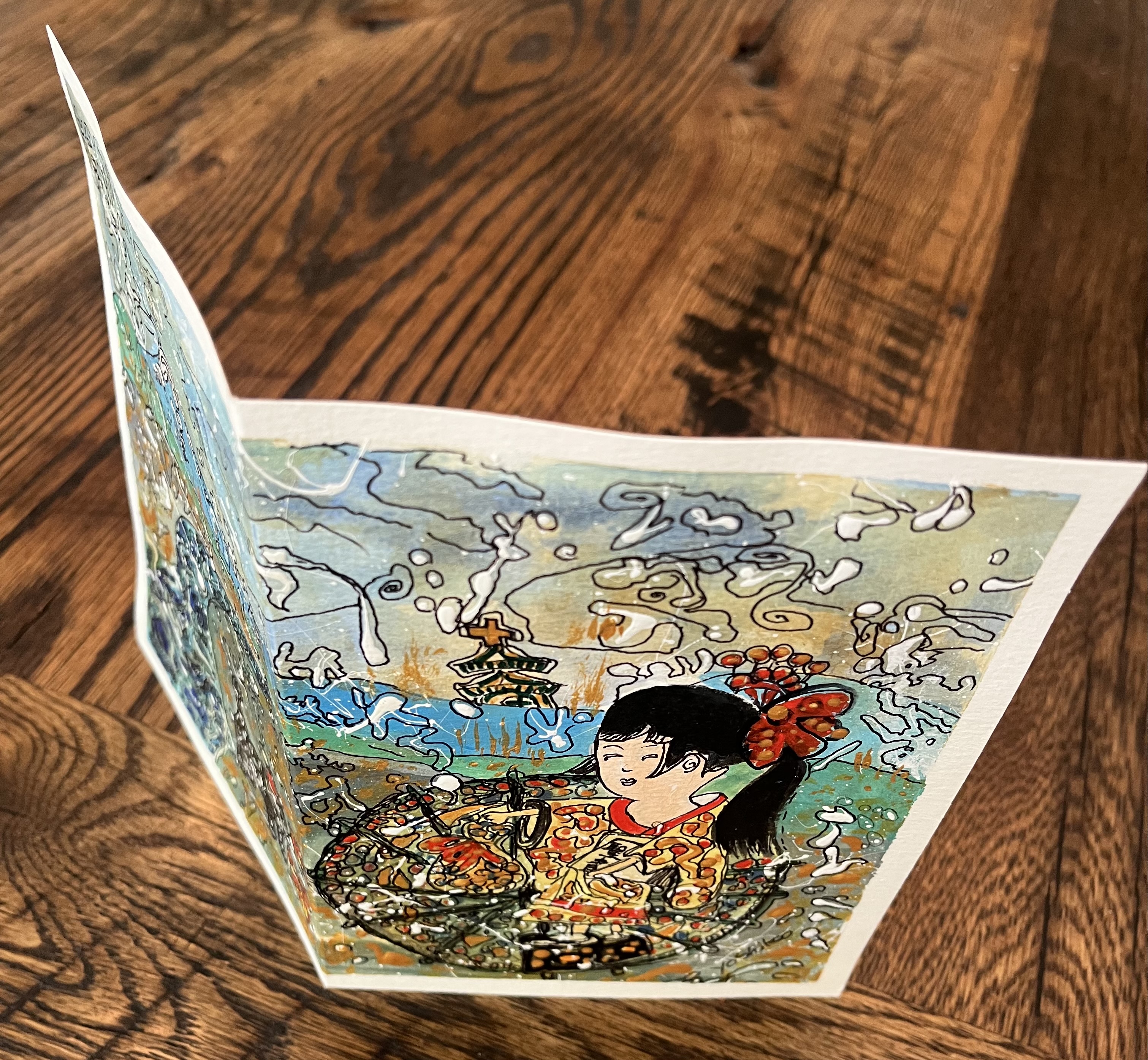 Acrylic Greeting Card with envelop,"Oiran Girl"/ 花魁　ガール