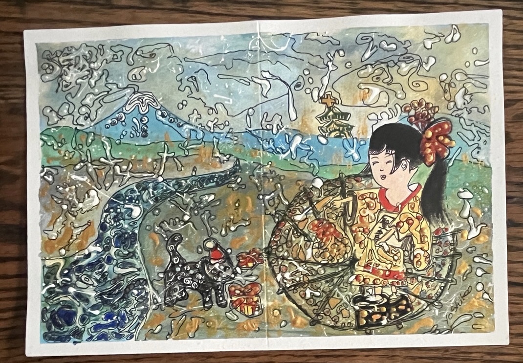 Acrylic Greeting Card with envelop,"Oiran Girl"/ 花魁　ガール