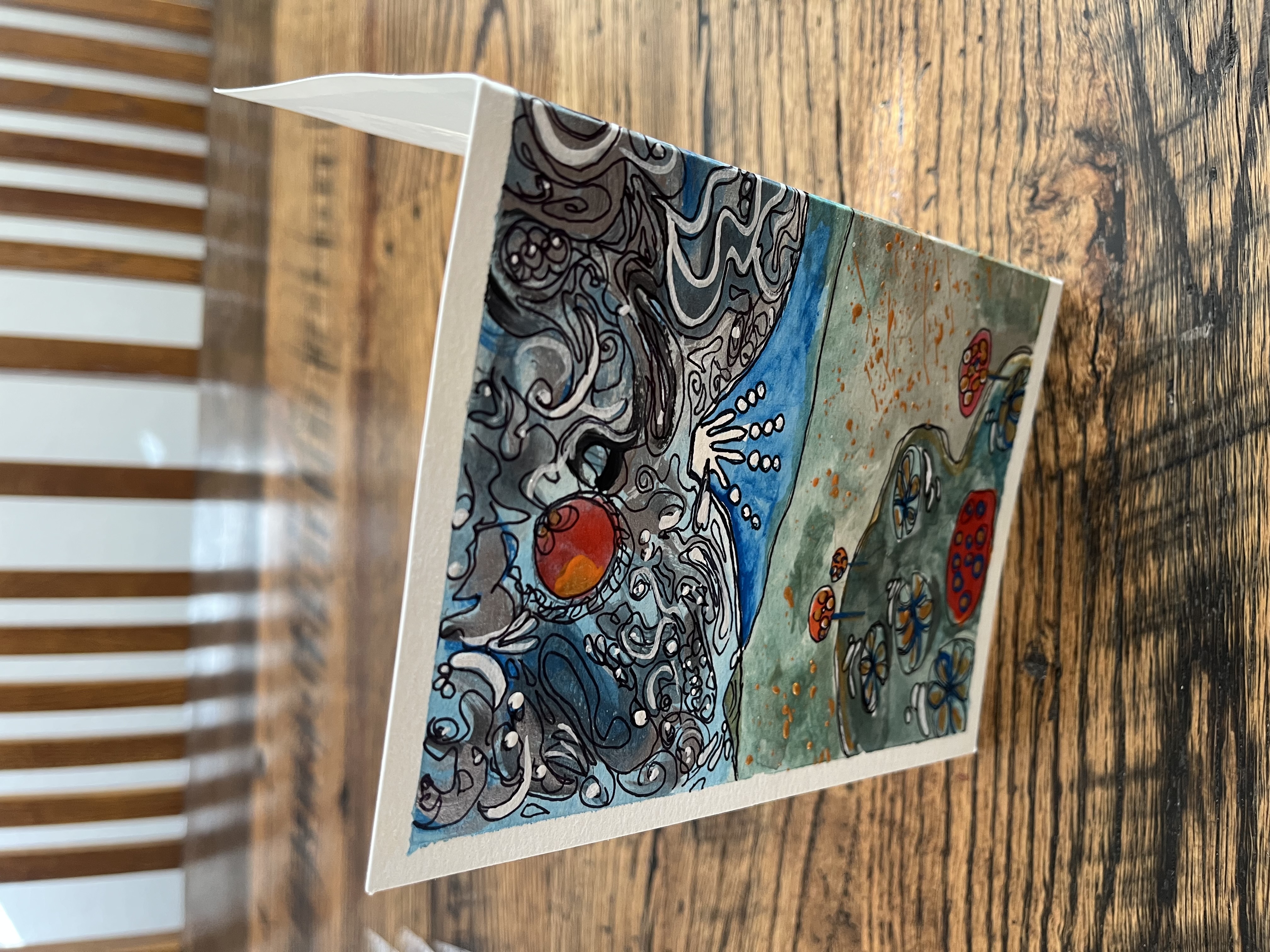 Acrylic Greeting Card with envelop, "Samurai on Horse"/ アクリリック グリーティングカード封筒付き　「馬に乗った侍」
