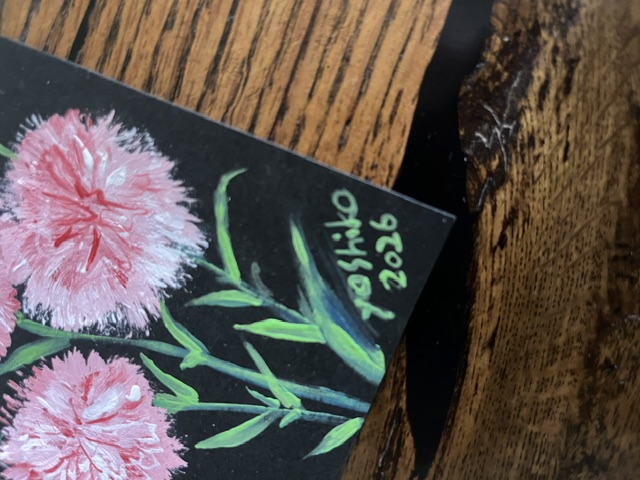 Acrylic Postcard with envelope "Pink Carnation"/アクリリック画材ポストカード「ピンクカーネーション」