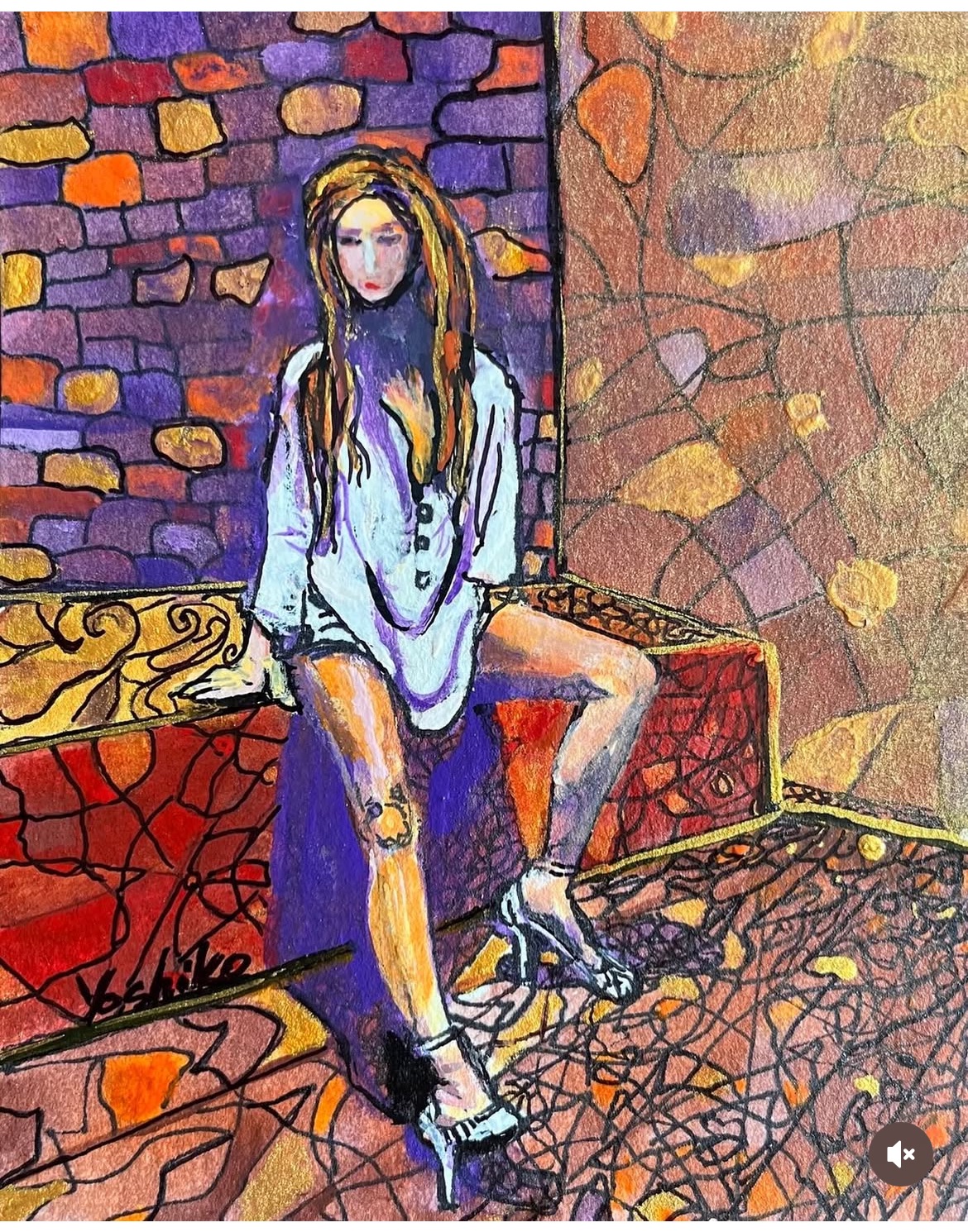 Acrylic Postcard, "Being Alone" /アクリリック ポストカード「 ひとりぼっち」