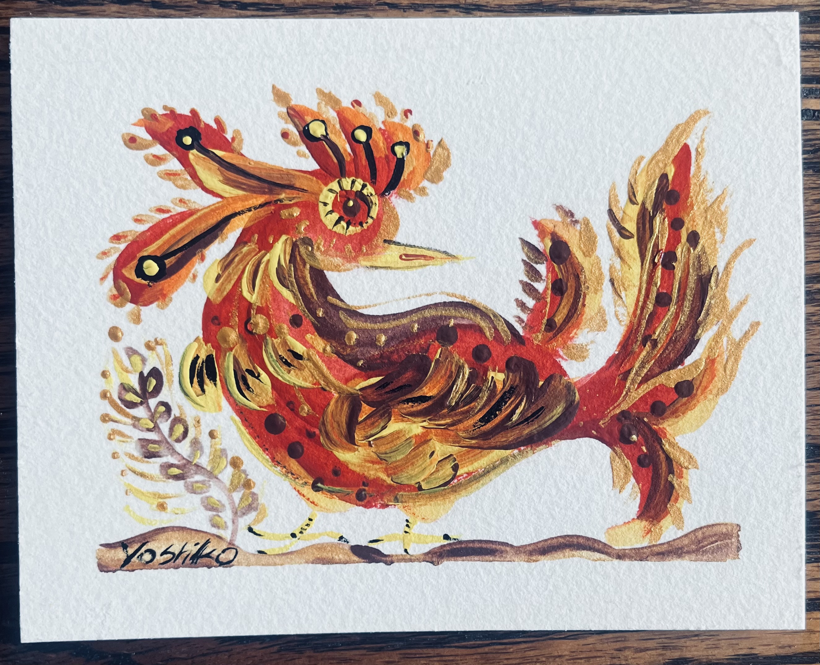 Acrylic Postcard, "Ukrainian Bird" /アクリリック　ポストカード「ウクライナの鳥」