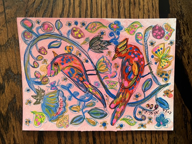 Acrylic Postcard with envelope "Talking Birds"/アクリリックポストカード封筒付き「トーキンバーズ」