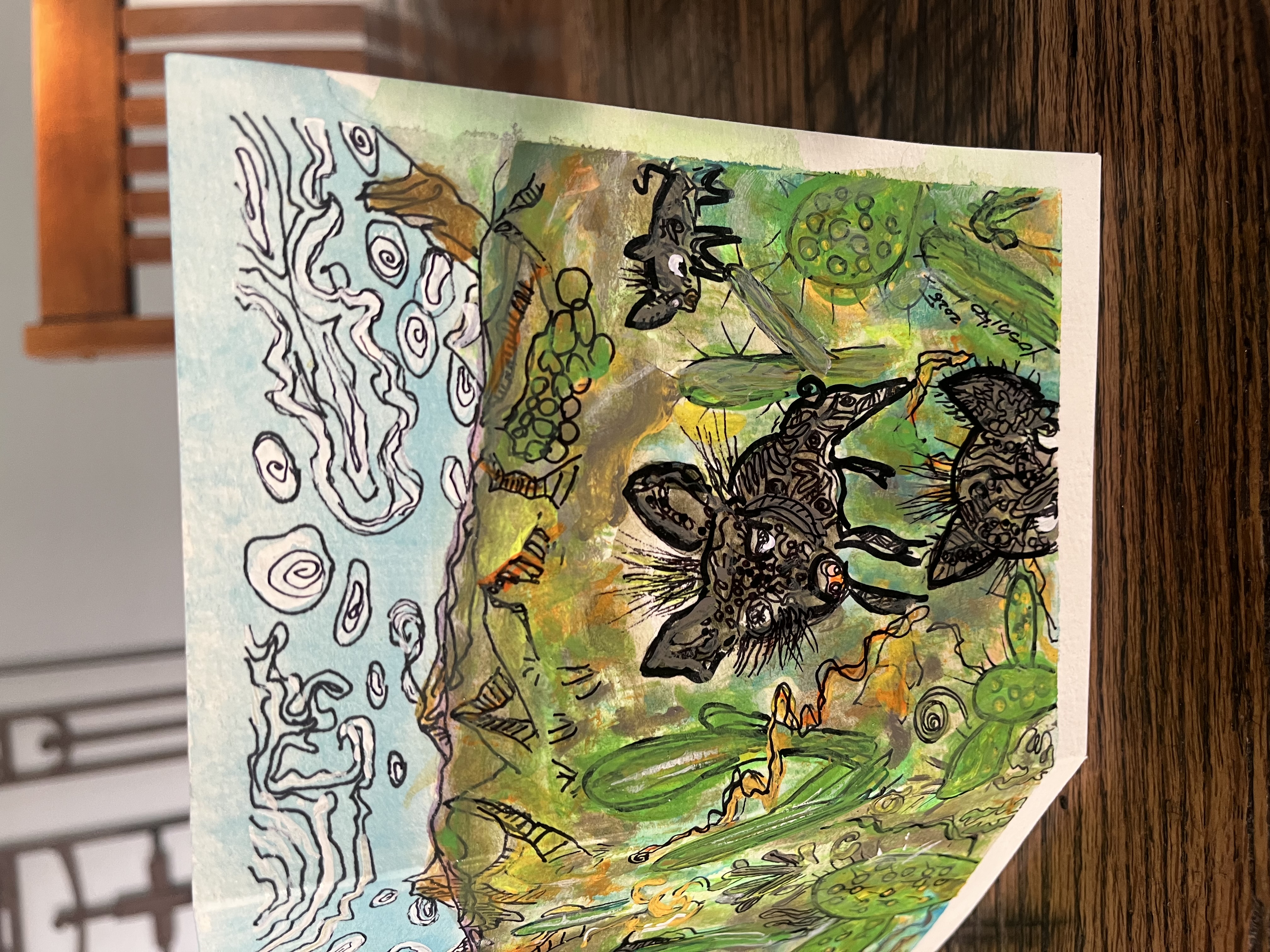 [SOLD out] Acrylic Greeting Card with envelop "Arizona Javelina" / [売り切れ] アクリリック 画材グリーティングカード「アリゾナ　ペッカリー」