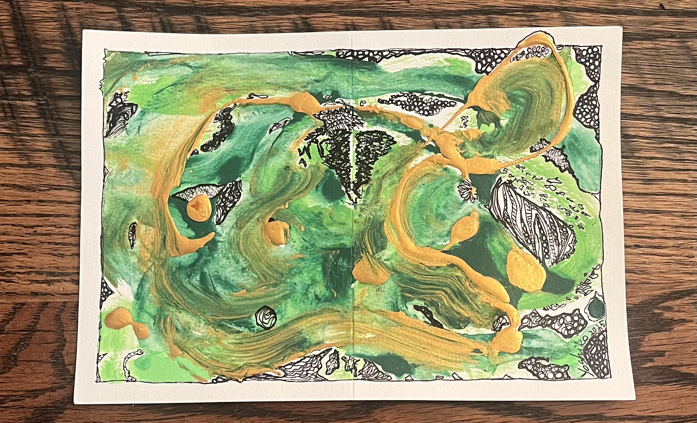 Acrylic Greeting Card with envelop "After the Rain" /アクリリック 画材グリーティングカード封筒付き「雨上がり」