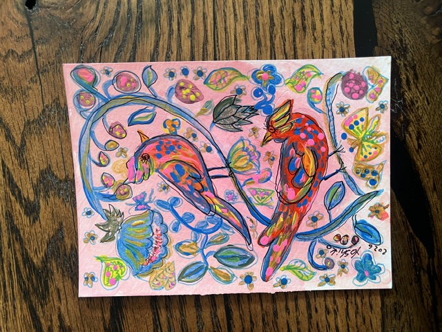 Acrylic Postcard with envelope "Talking Birds"/アクリリックポストカード封筒付き「トーキンバーズ」