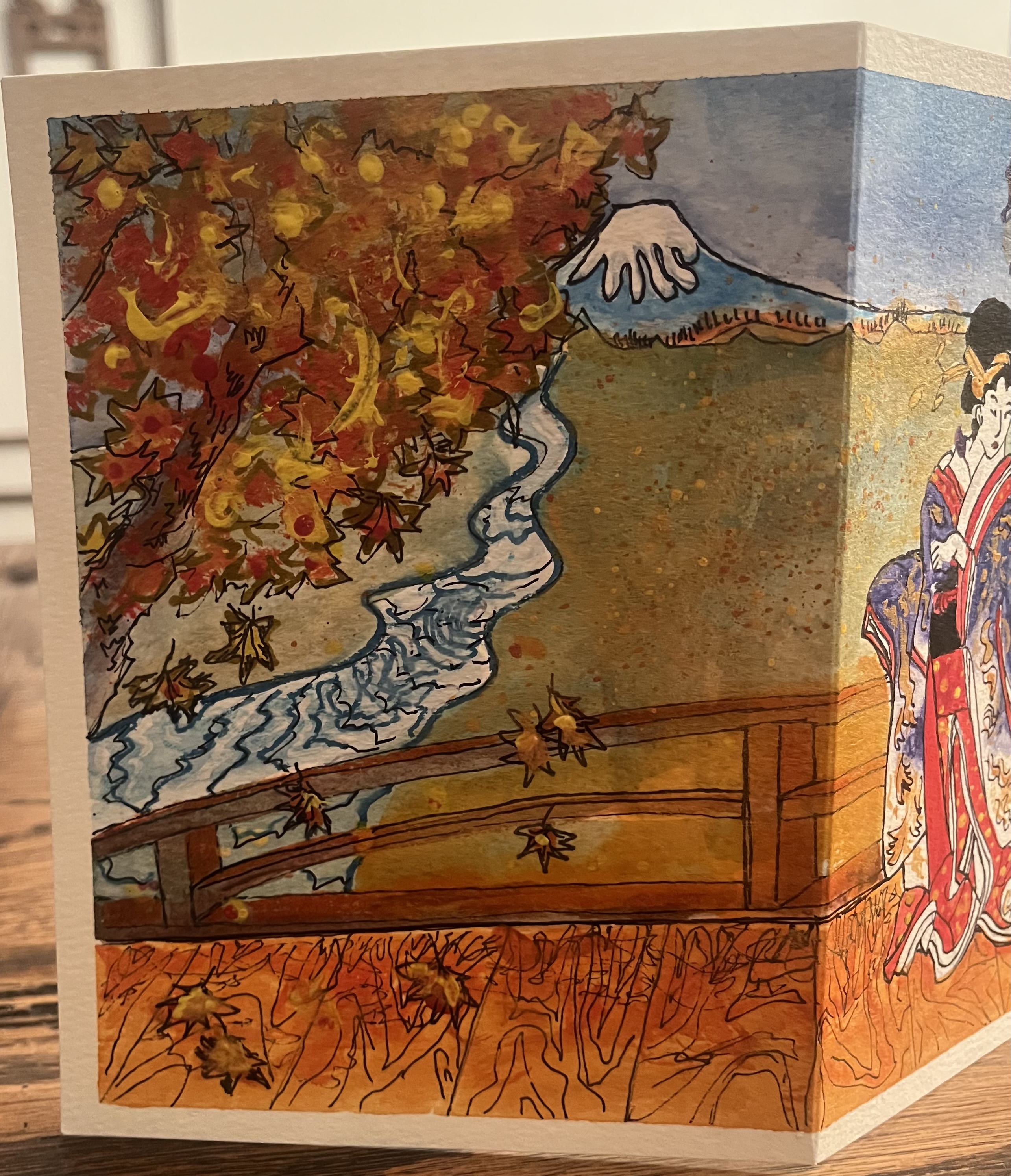 [SOLD OUT] Mount Fuji Geisha, Acrylic  Greeting Card / アクリリック画材のグリーティングカード「富士山芸者」