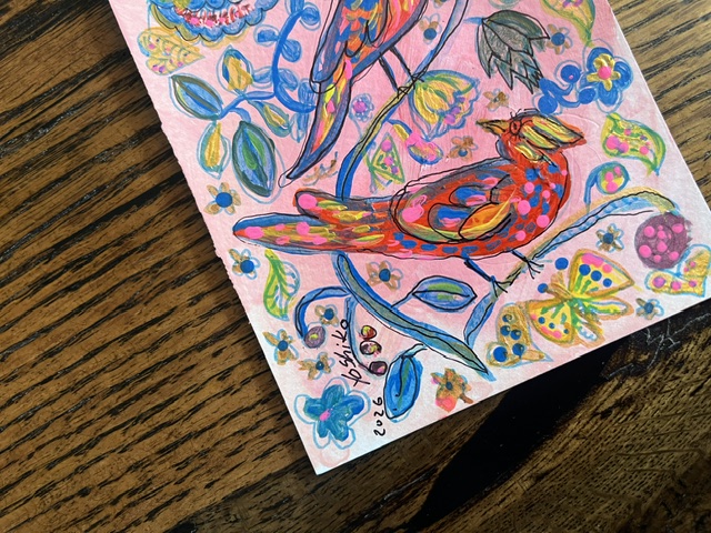 Acrylic Postcard with envelope "Talking Birds"/アクリリックポストカード封筒付き「トーキンバーズ」