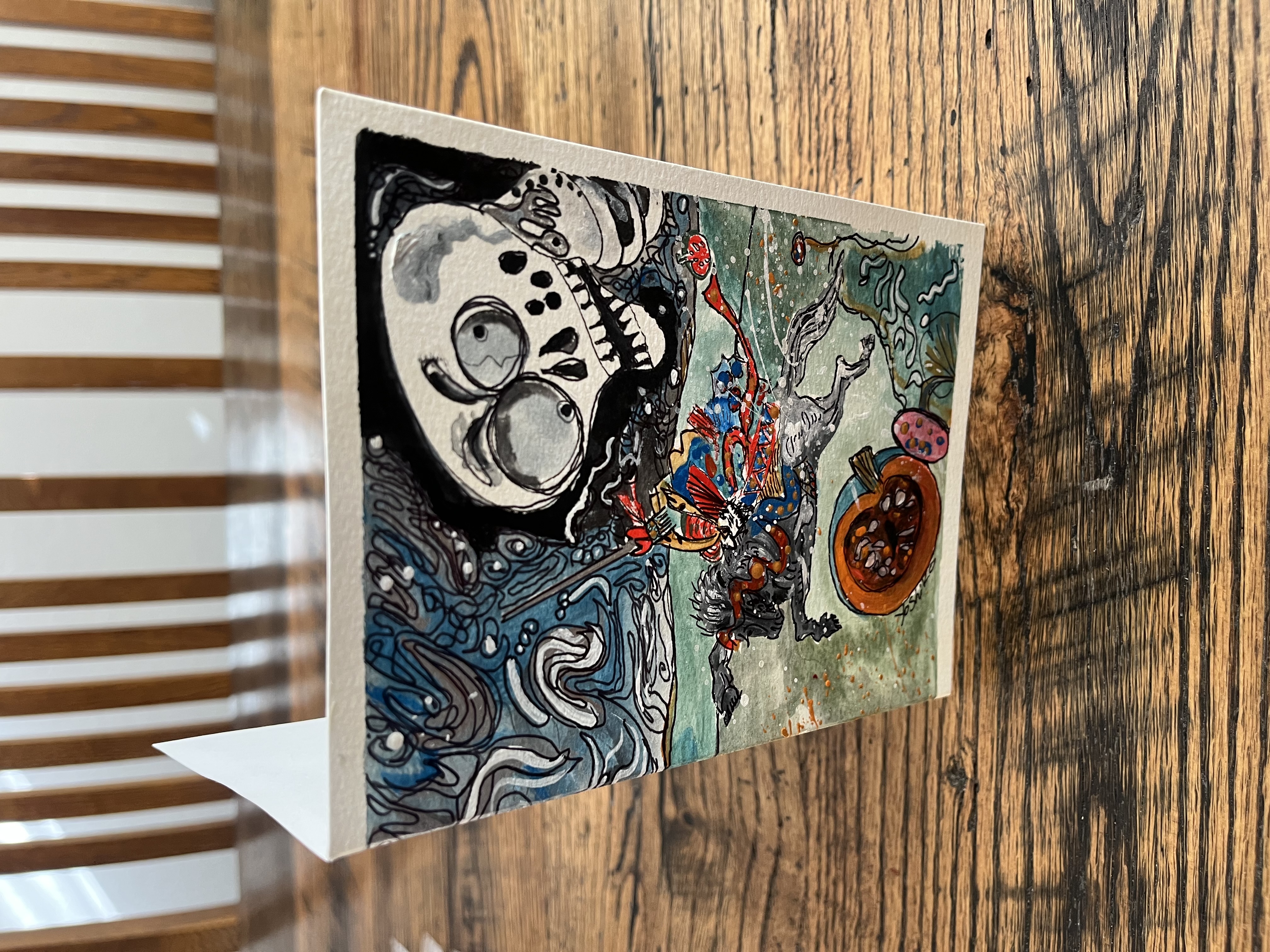 Acrylic Greeting Card with envelop, "Samurai on Horse"/ アクリリック グリーティングカード封筒付き　「馬に乗った侍」