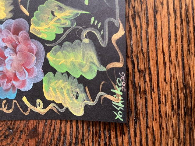 Acrylic Postcard with envelope "Peony Flower"/アクリリック画材ポストカード「牡丹の花」