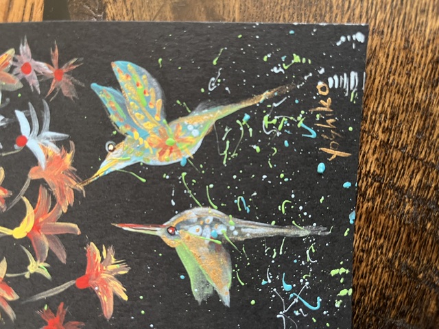 Acrylic Postcard with envelope "Flying Birds"/ アクリリック画材ポストカード「飛ぶ鳥」