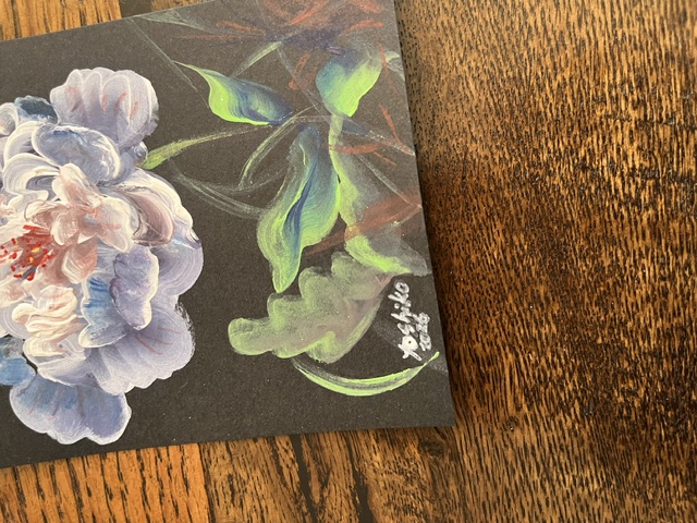Acrylic Postcard with envelope "White Flower"/ アクリリック画材ポストカード’白い花」