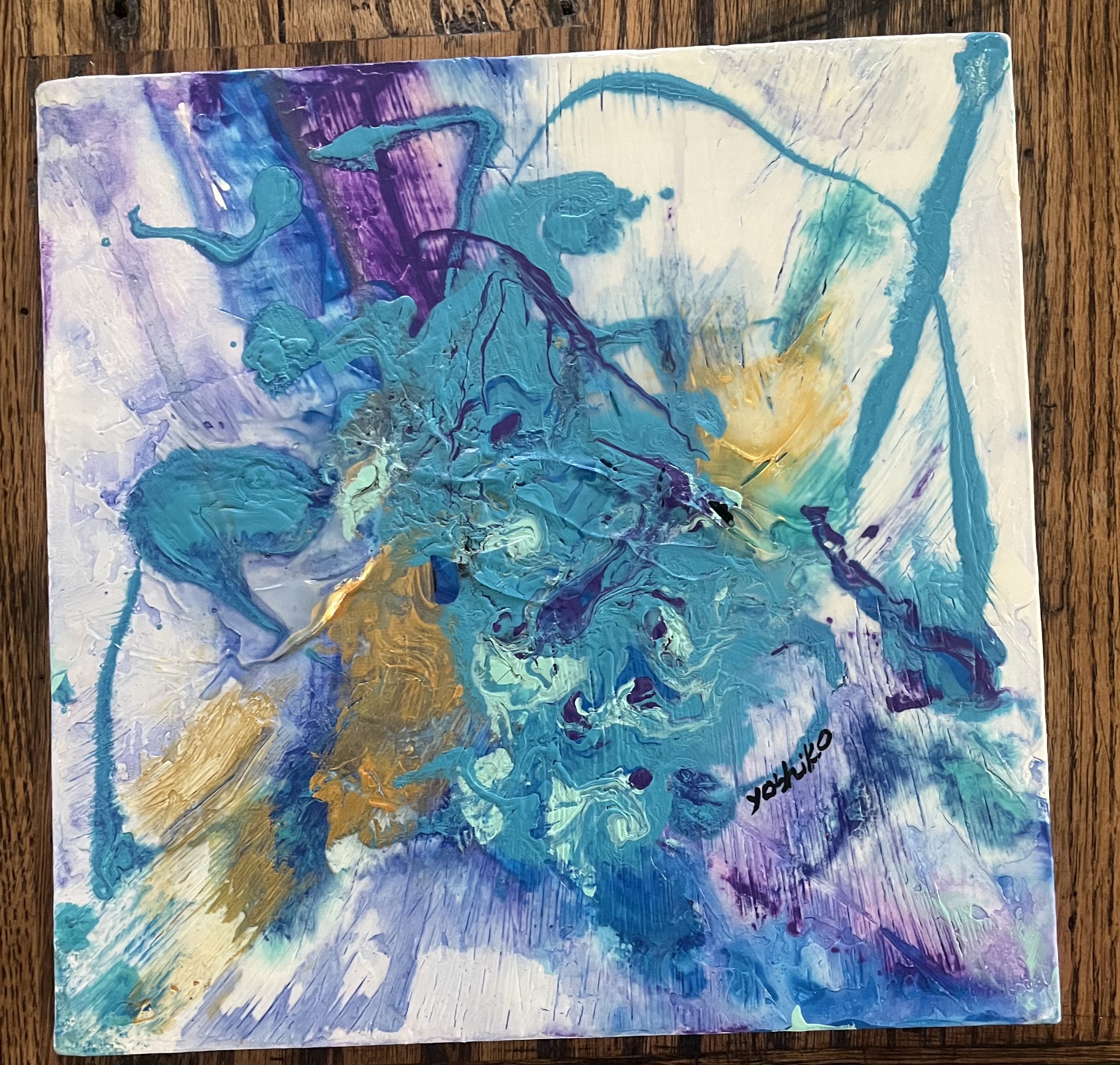 Acrylic painting on canvas 10" x 10" Cool"/ 25.4 cm x 25.4cm のアクリリック画材の絵「クール」