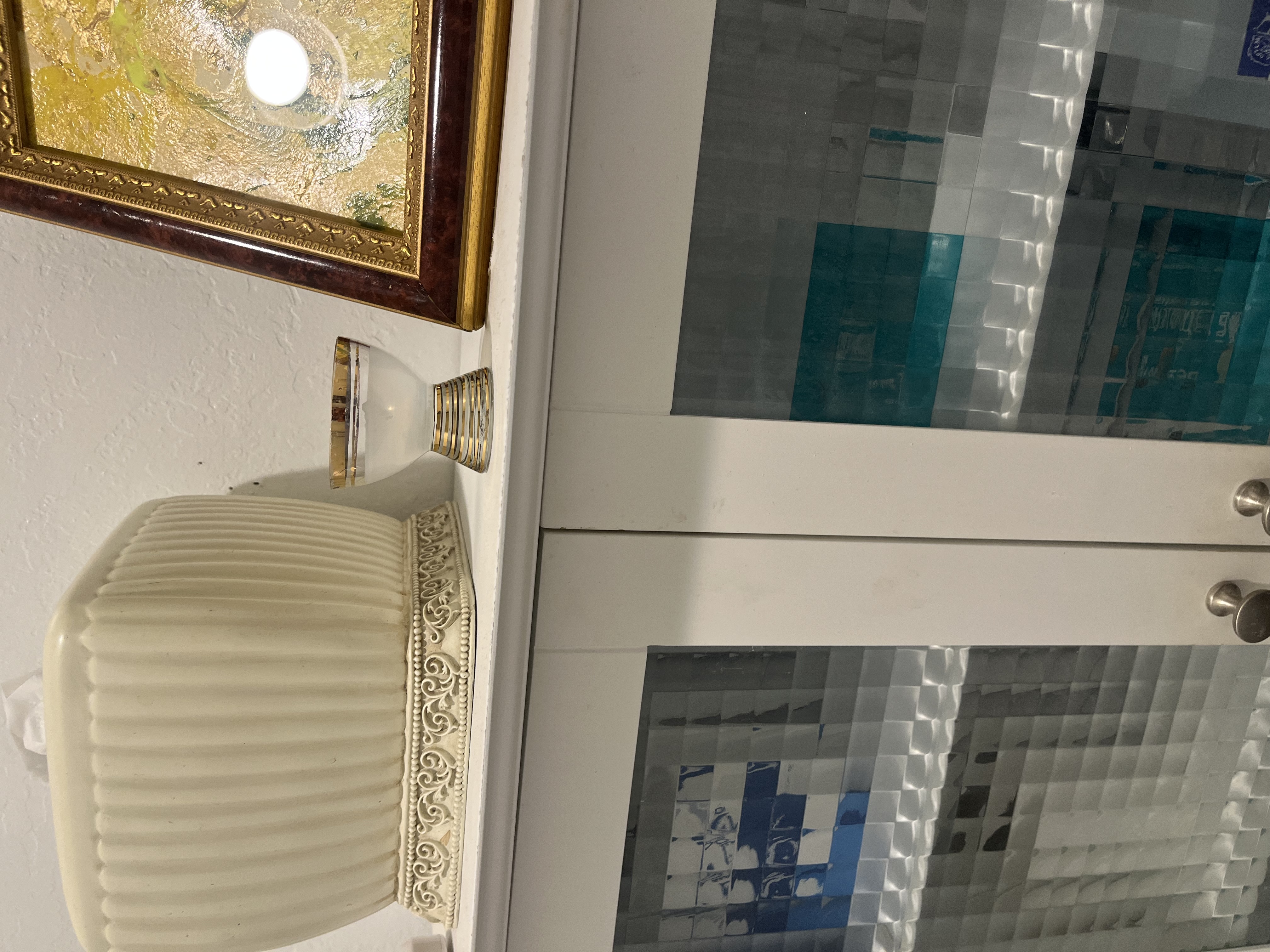 Acrylic "6.5" x 5.5" ' Good Luck with Money Gold Painting in Bathroom' /アクリリック 16.5 cm x 11.5 cm 「金運良し化粧室の金絵」