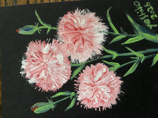 Acrylic Postcard with envelope "Pink Carnation"/アクリリック画材ポストカード「ピンクカーネーション」