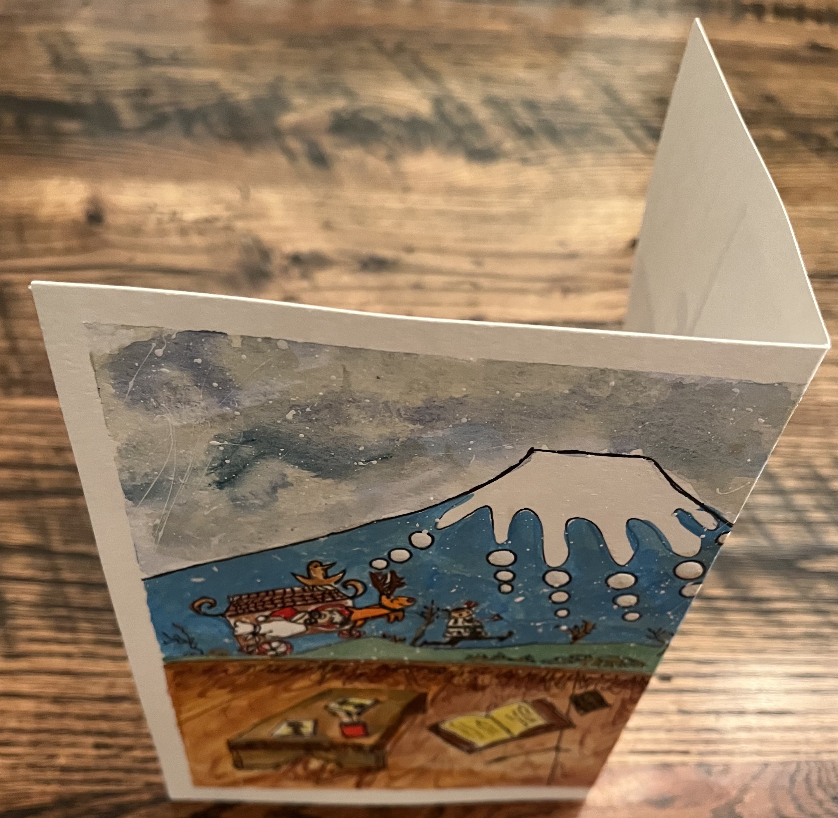 Acrylic Greeting Card,"Samurai Christmas" / アクリリック 画材グリーティングカード「侍クリスマス」