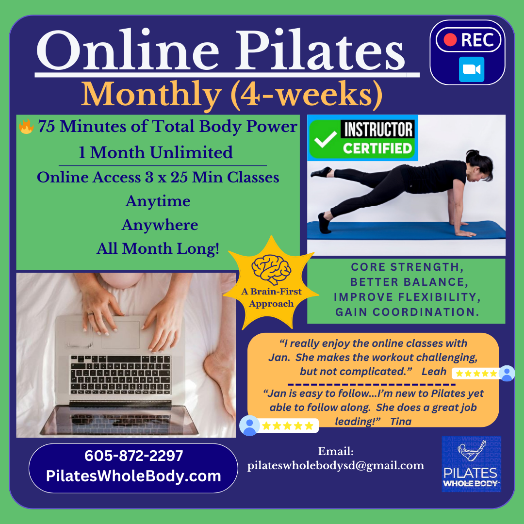 Online Mat Pilates Monthly [access begins from the first Thursday to the four Thursday of each month]