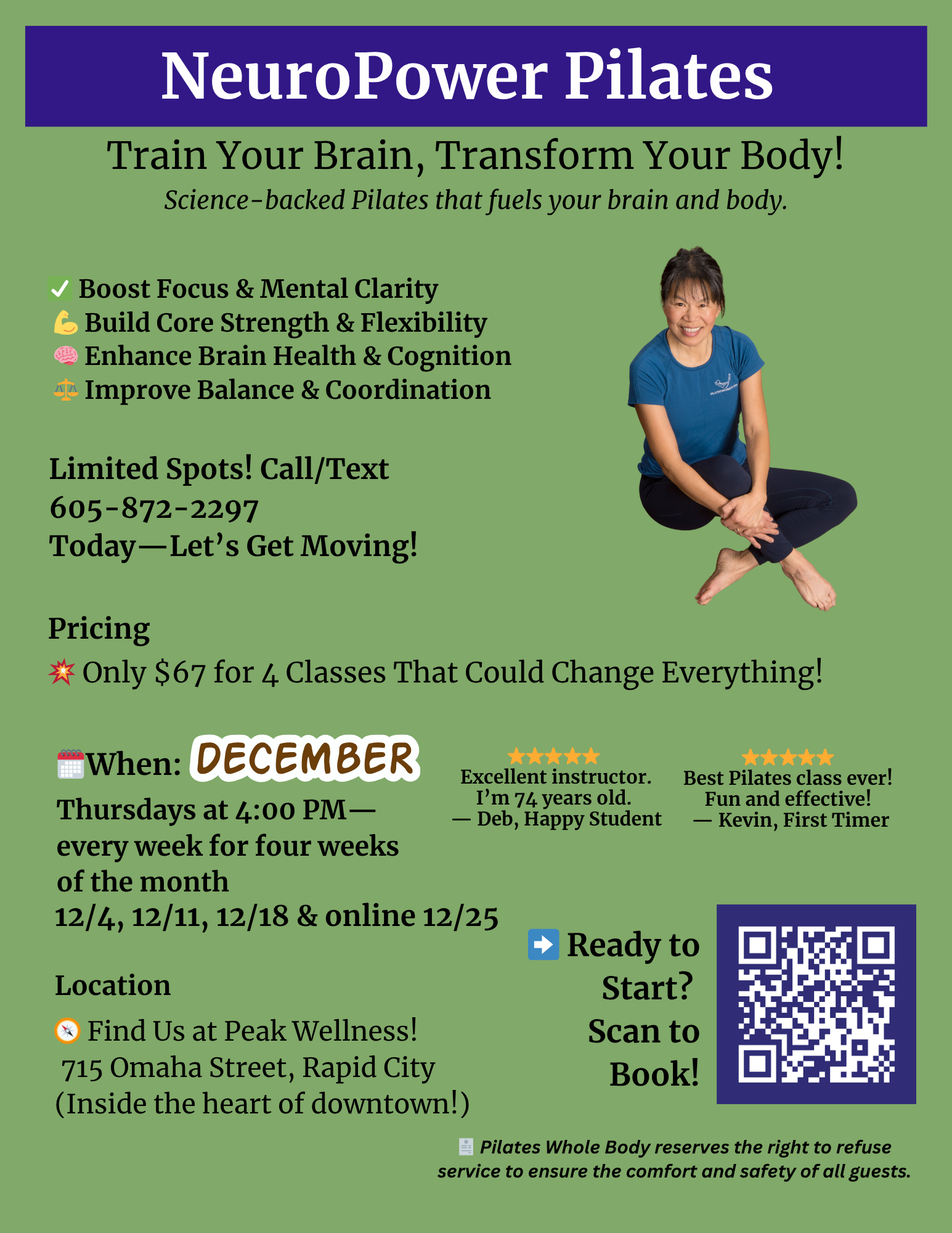Thursdays NeuroPower Pilates Classes