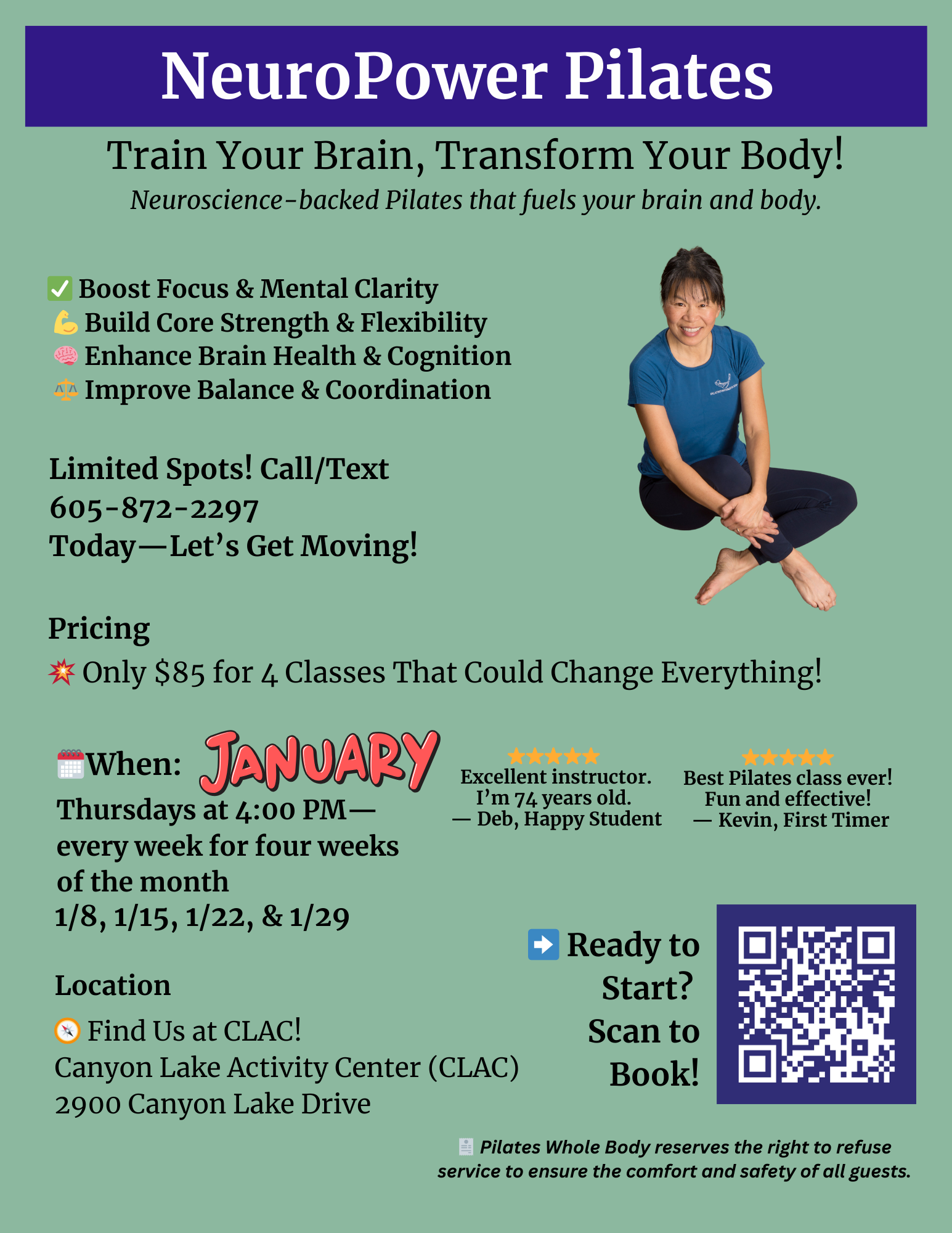 Thursdays NeuroPower Pilates Classes