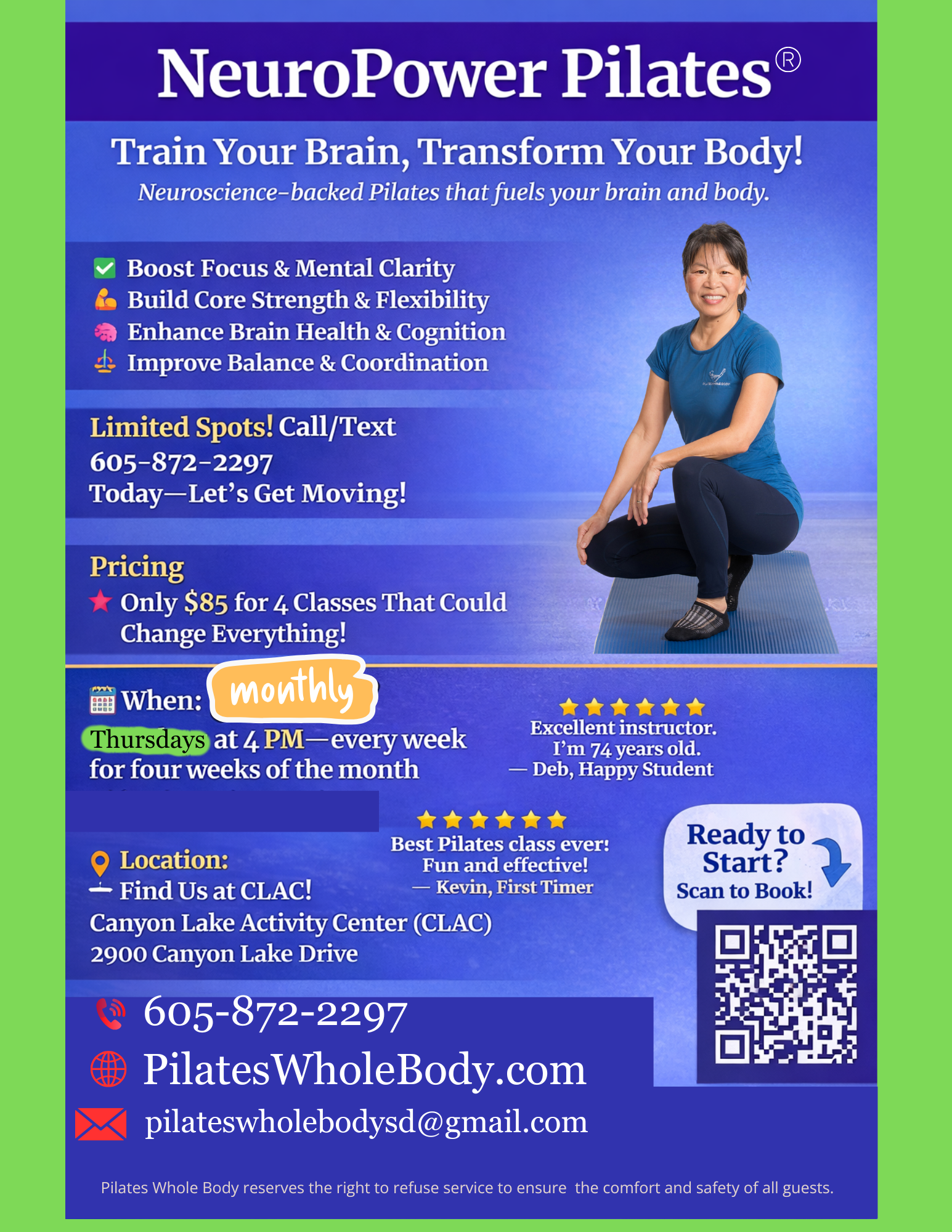 Thursdays NeuroPower Pilates® Classes