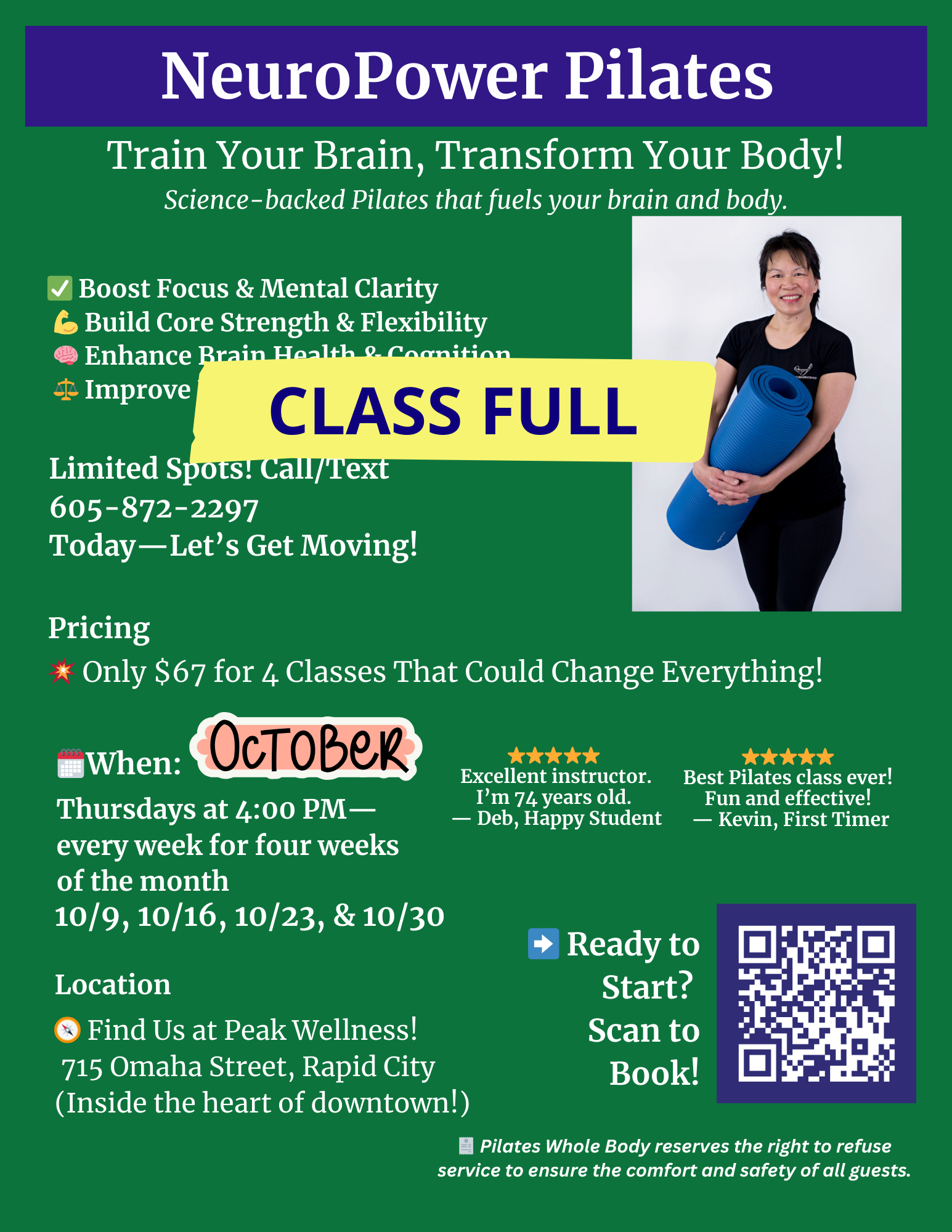 Thursdays NeuroPower Pilates Classes