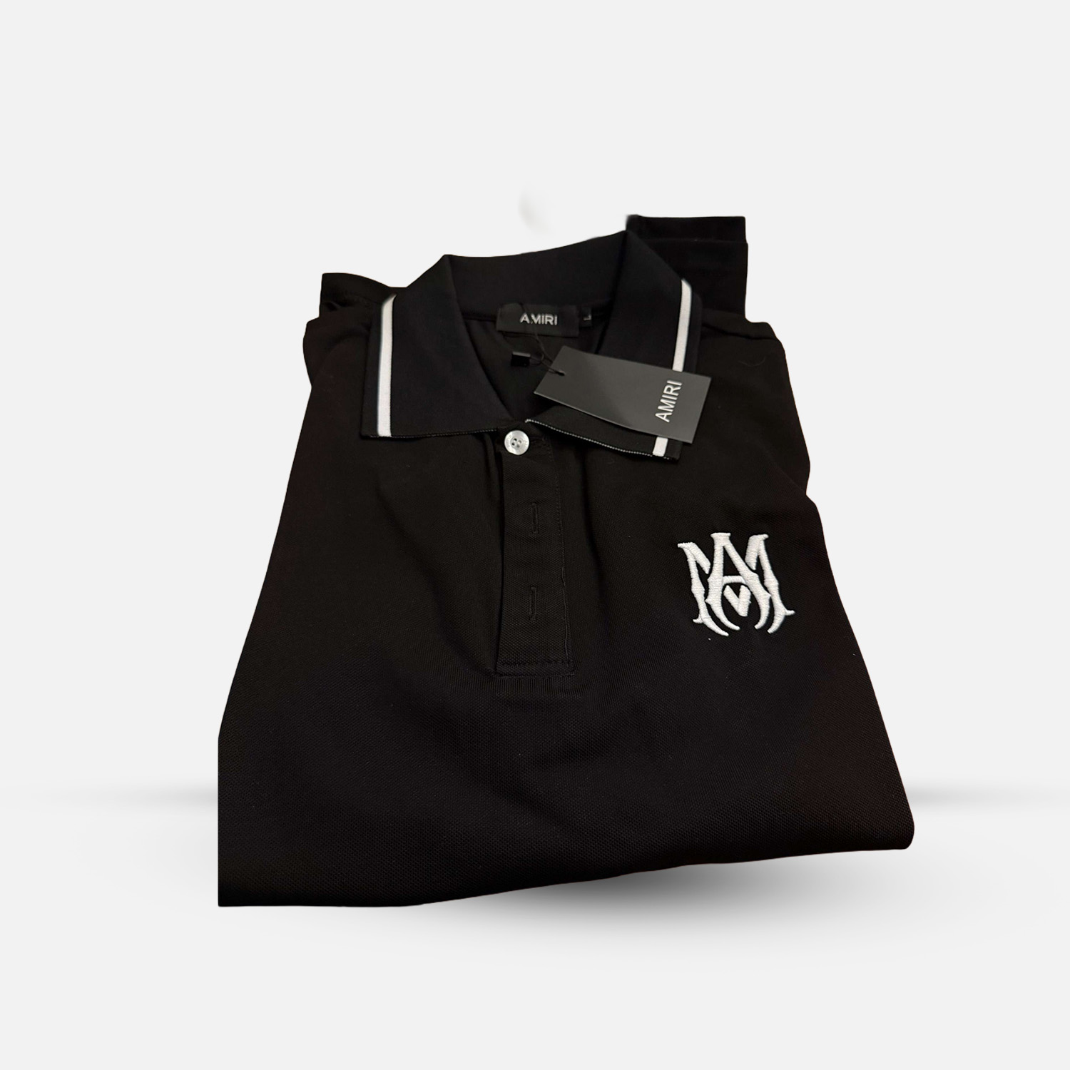 AMIRI Black Polo Shirt with Embroidered Logo