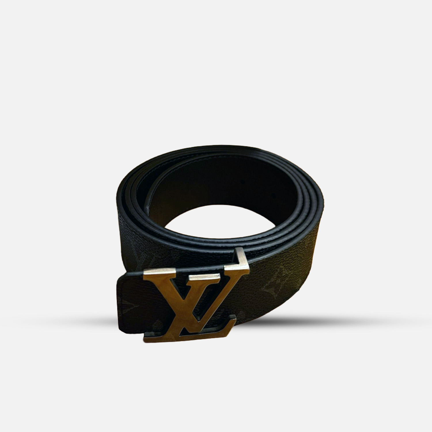 LV Designer Black Leather Belt