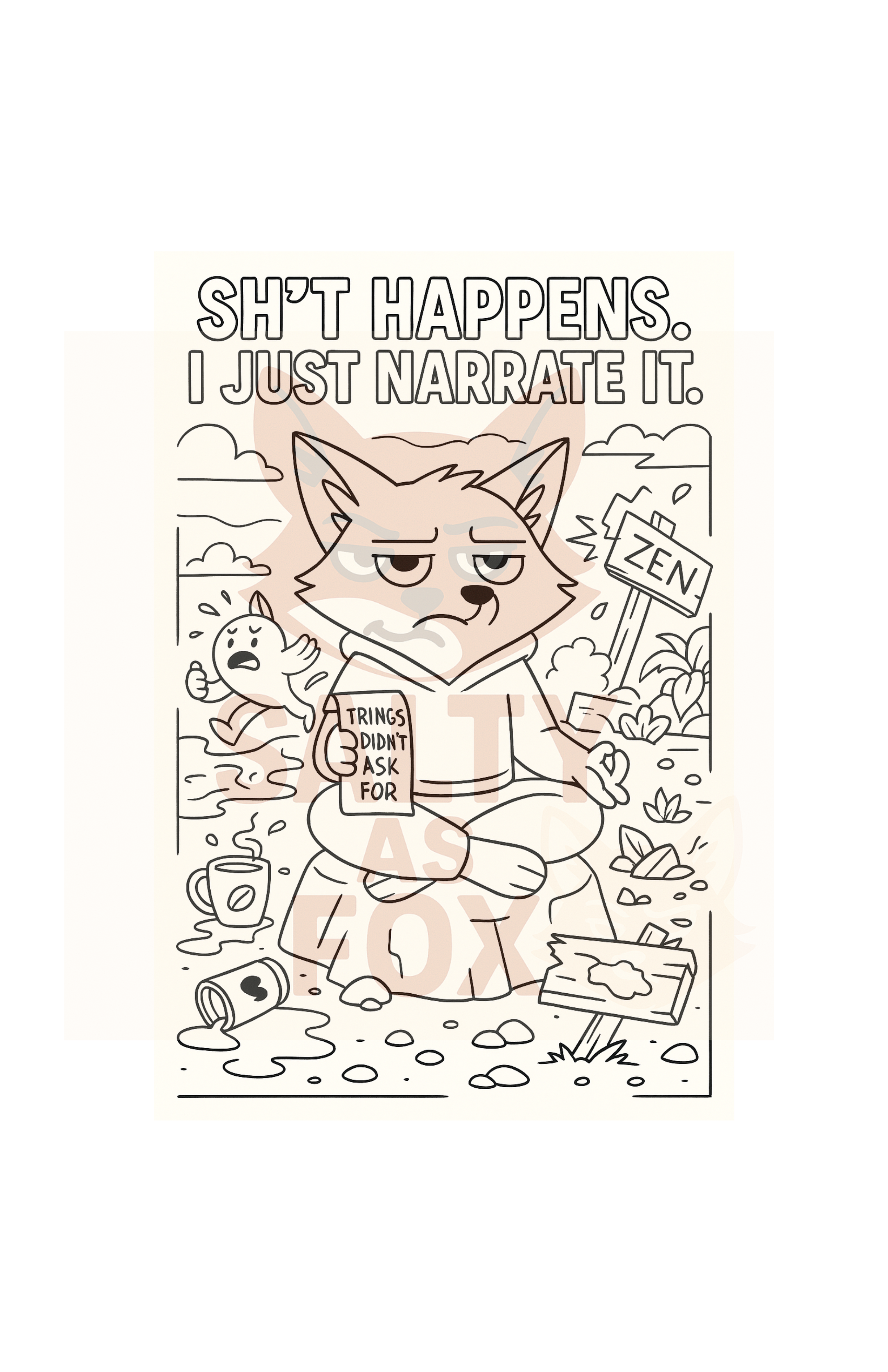 Salty as Fox ~ Petty Digital Coloring Book featuring Salty Snapps ~ 