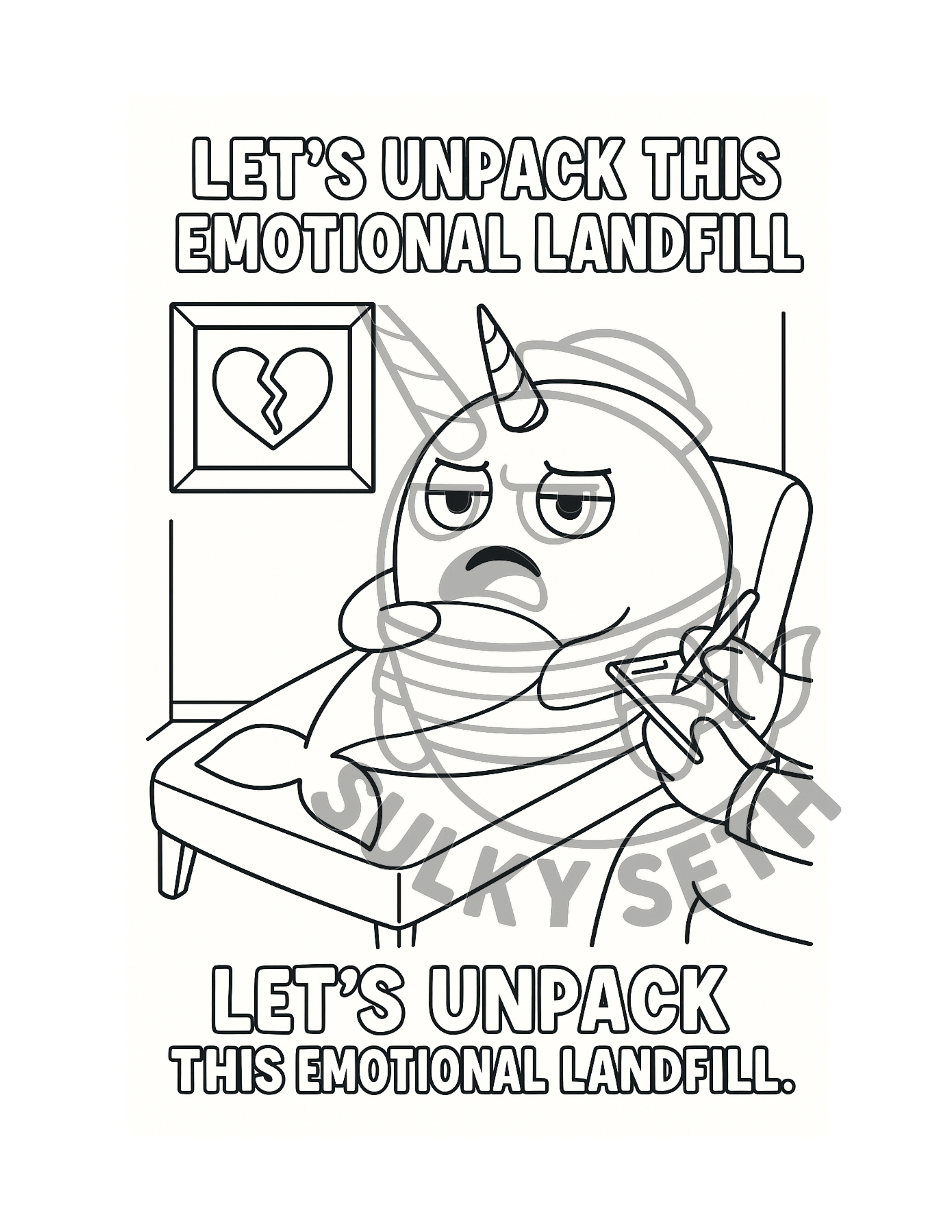 😒🖤 Sulky Seth Bundle: Coloring Book & Digital Sticker Pack