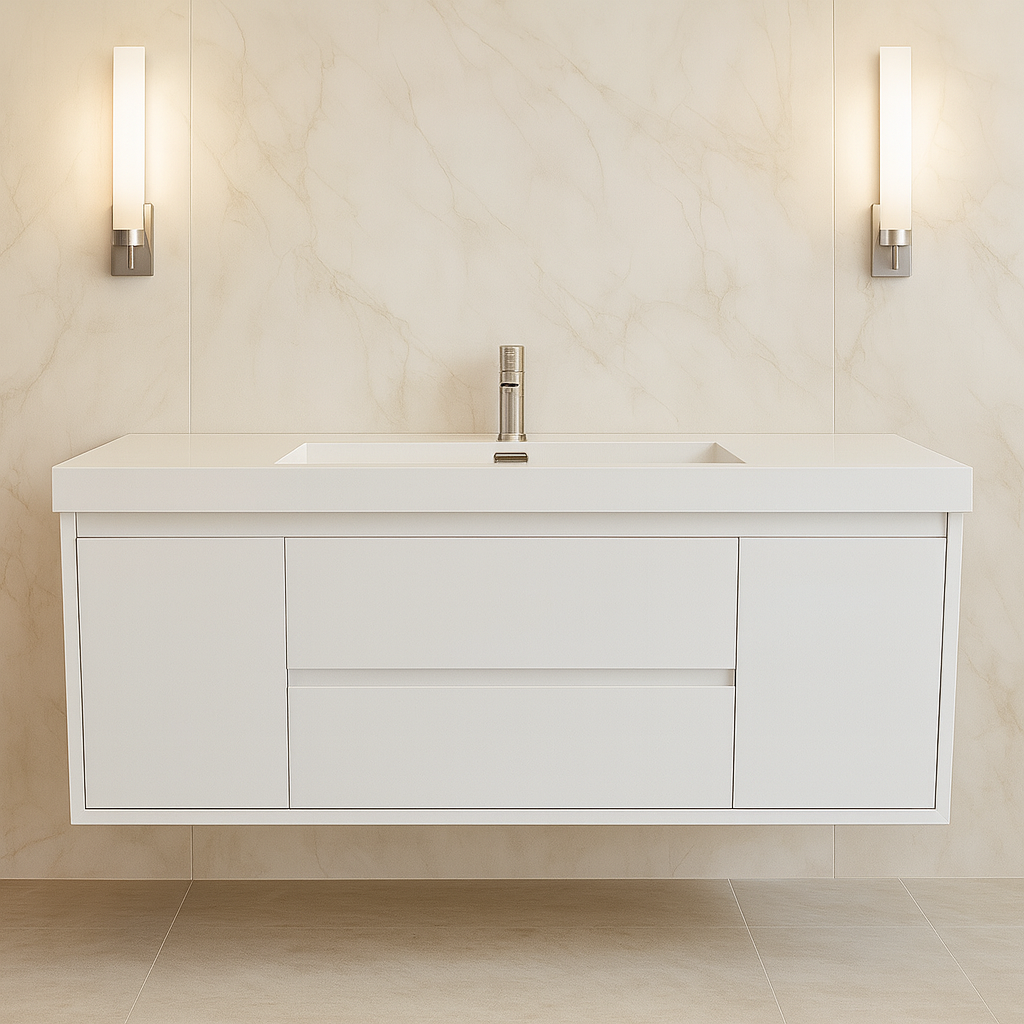 60" Single Sink Floating with Two Drawers and Two Doors