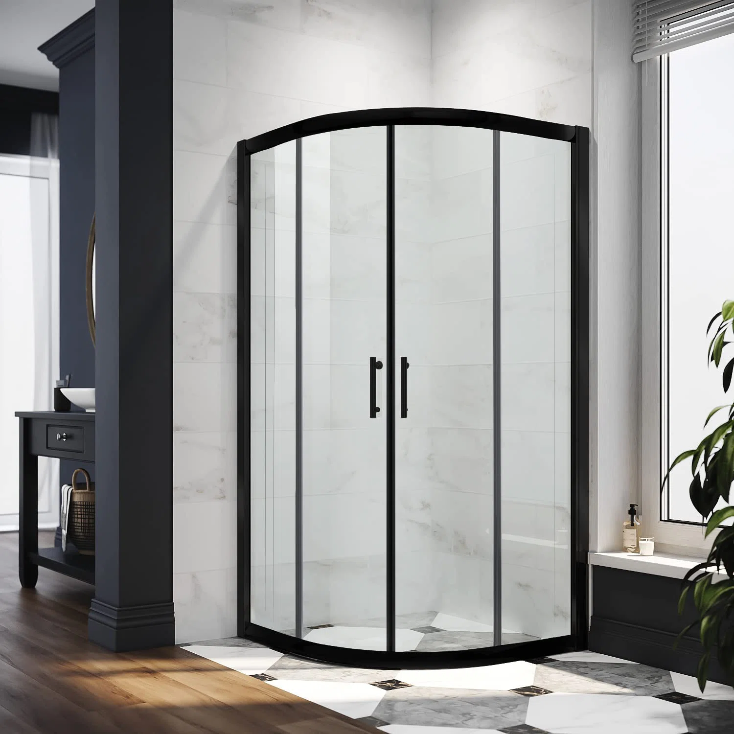 Round Shower Enclosure - Black