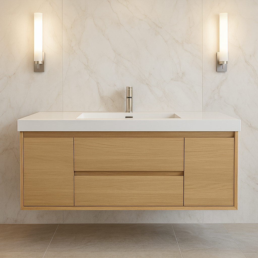 60" Single Sink Floating with Two Drawers and Two Doors 