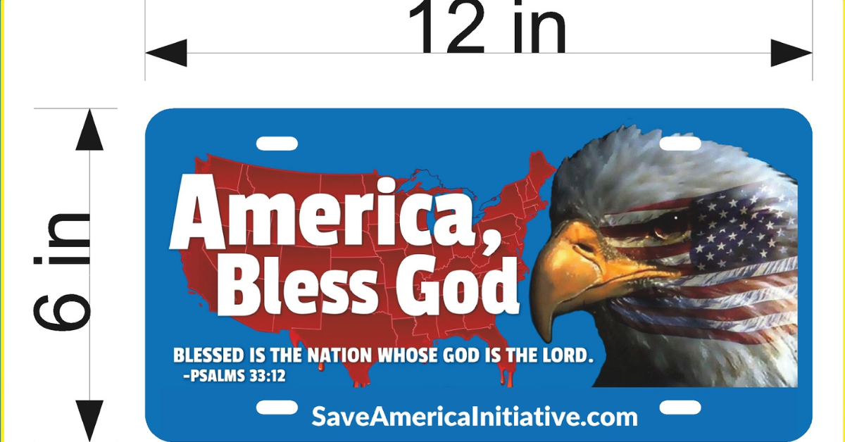 Save America Aluminum Auto Tag  12" x 6"