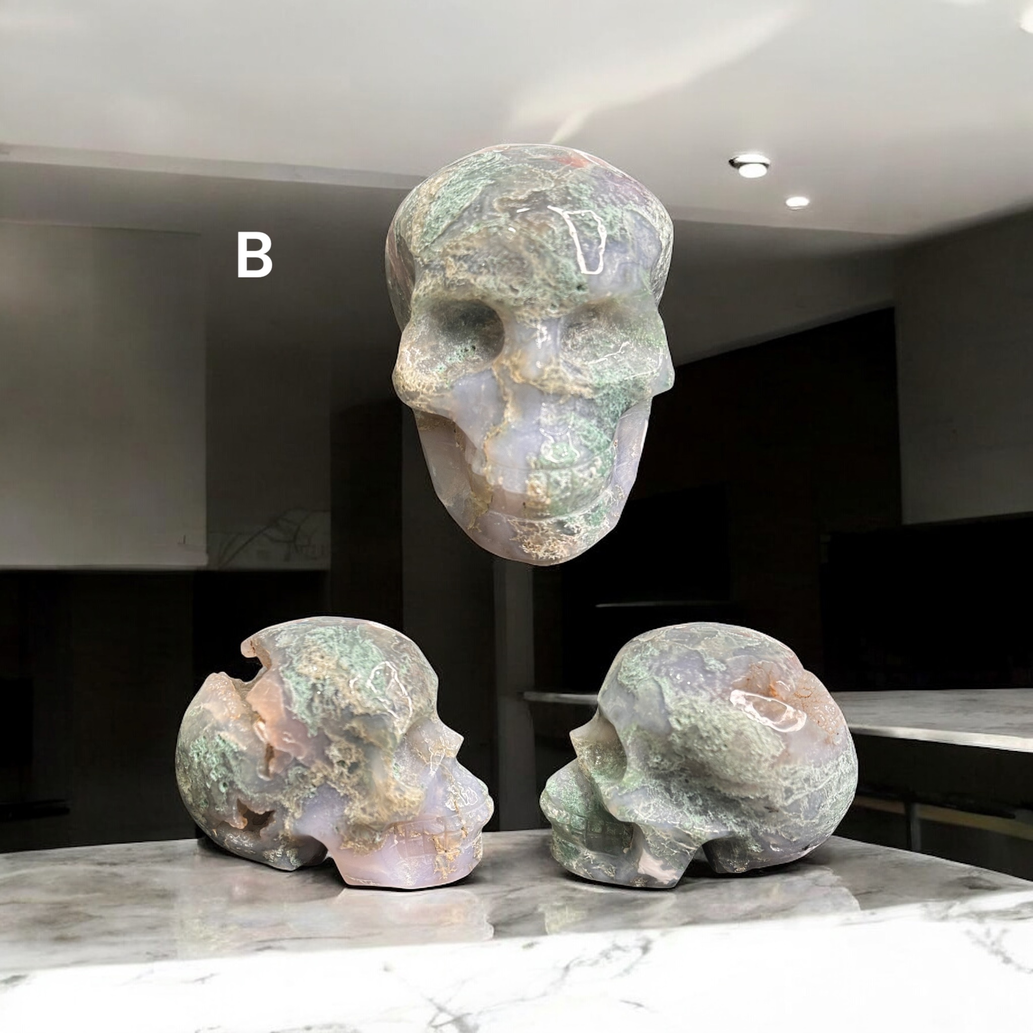 Moss Agate Skull