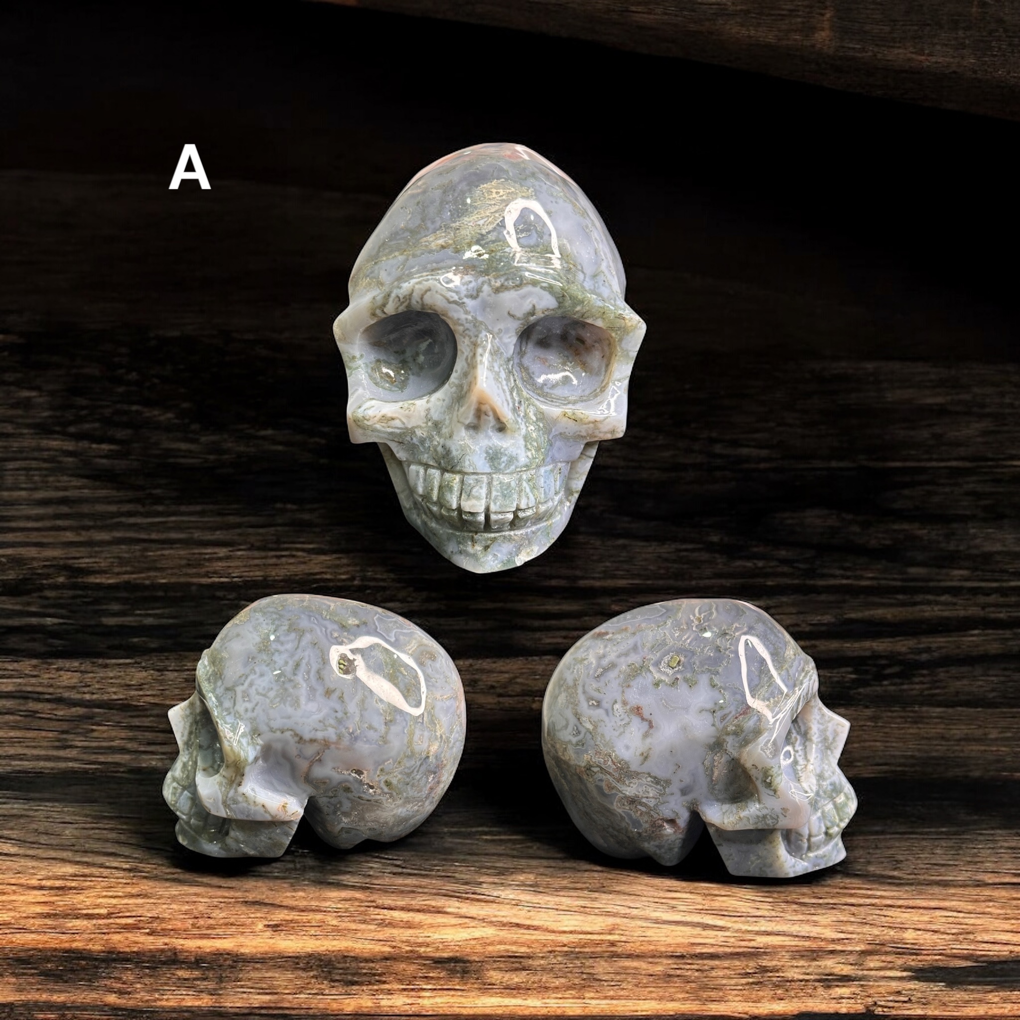 Moss Agate Skull