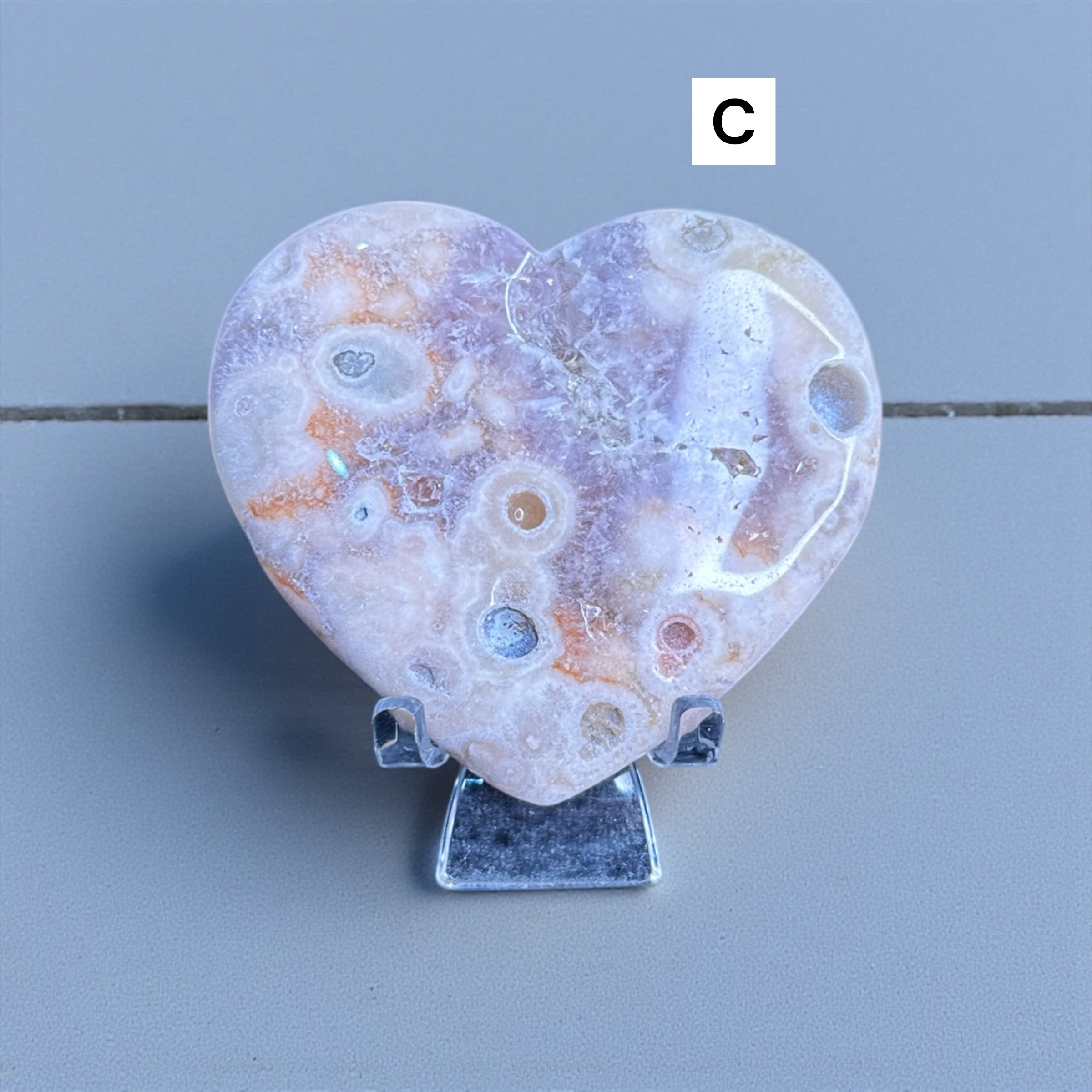 Pink Amethyst/Flower Agate  Hearts