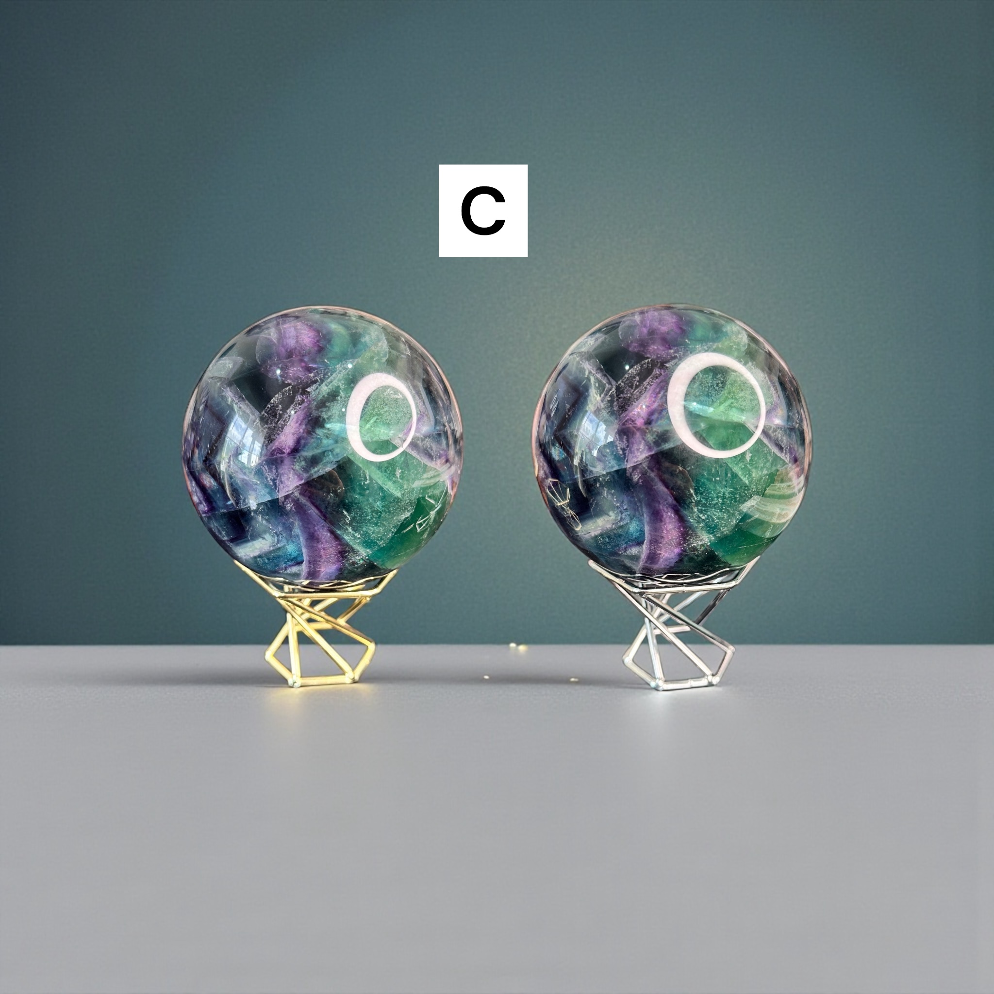 Rainbow Fluorite Spheres 