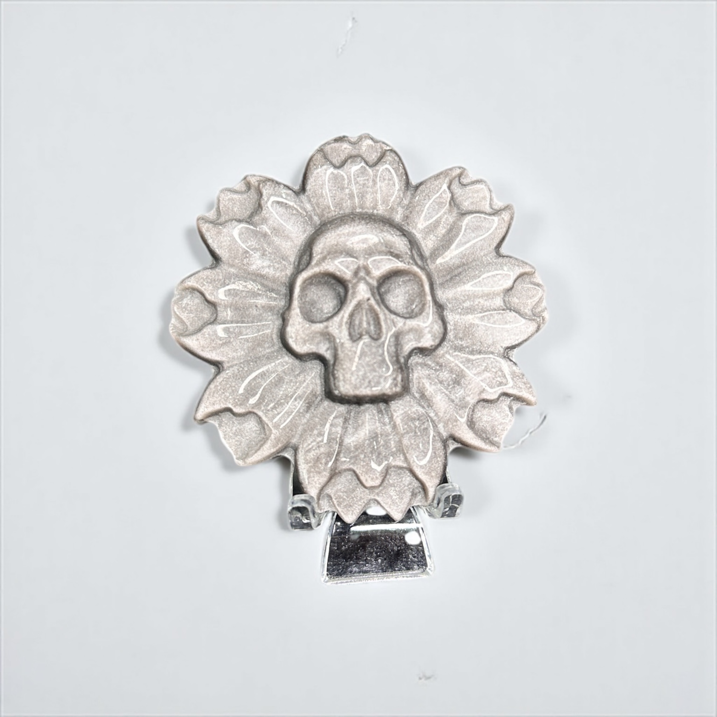Silver Sheen Obsidian Skull/Flower 