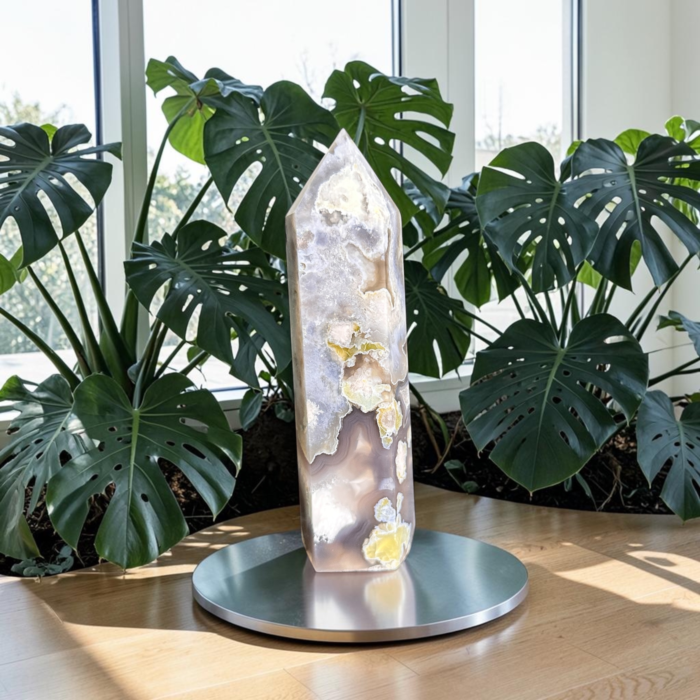Grey Flower Agate Tower 