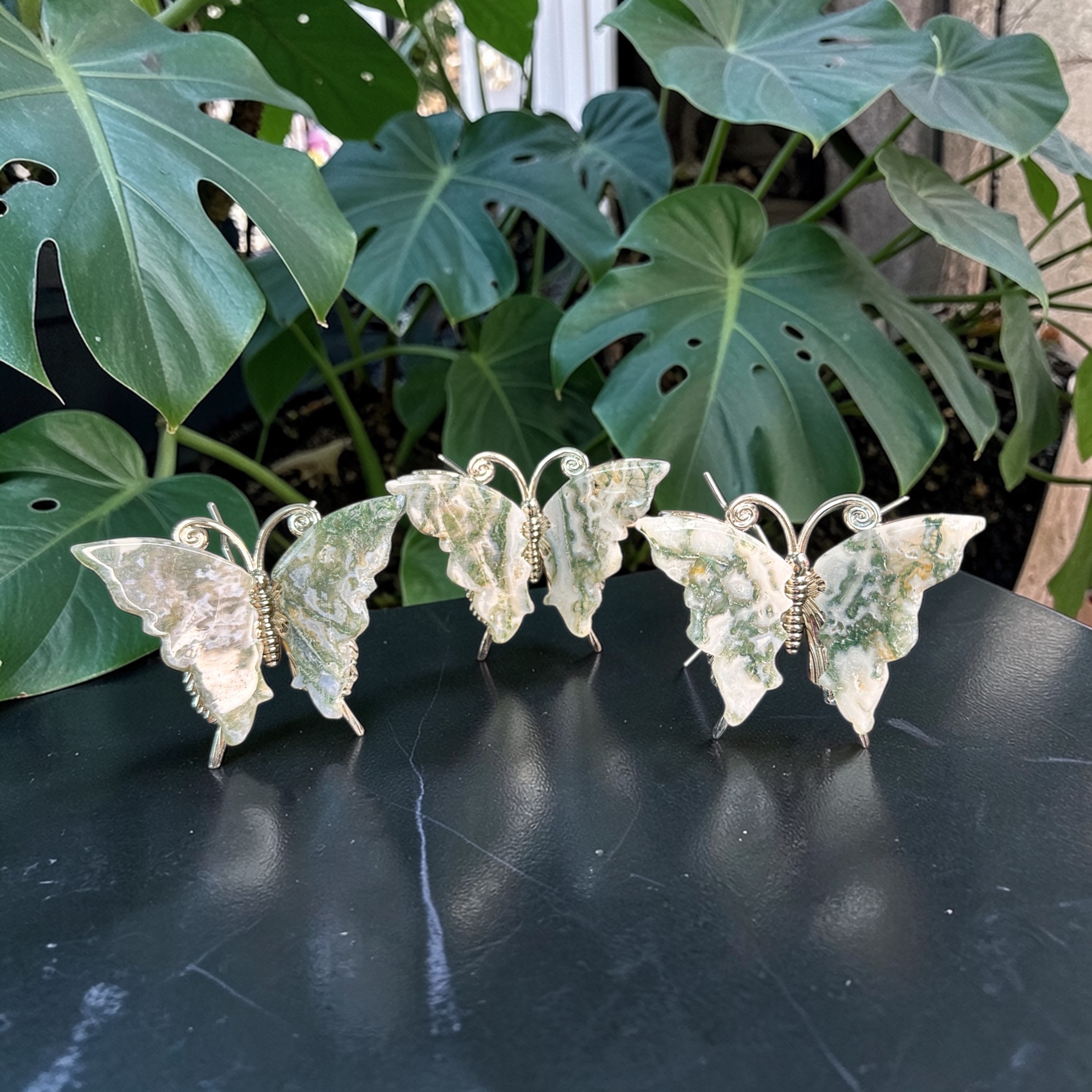 Moss Agate Butterflies 