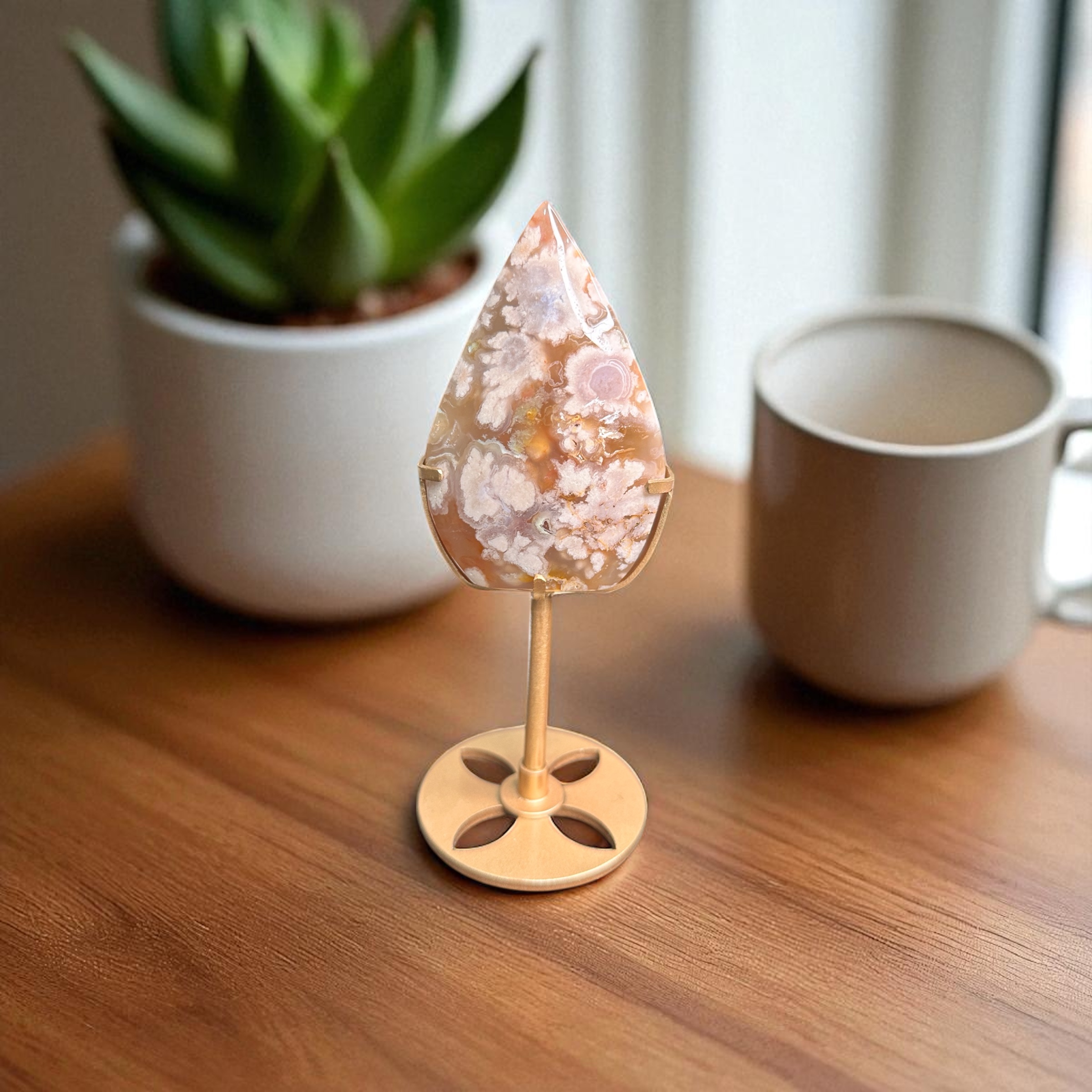 Flower Agate Tear Drop 