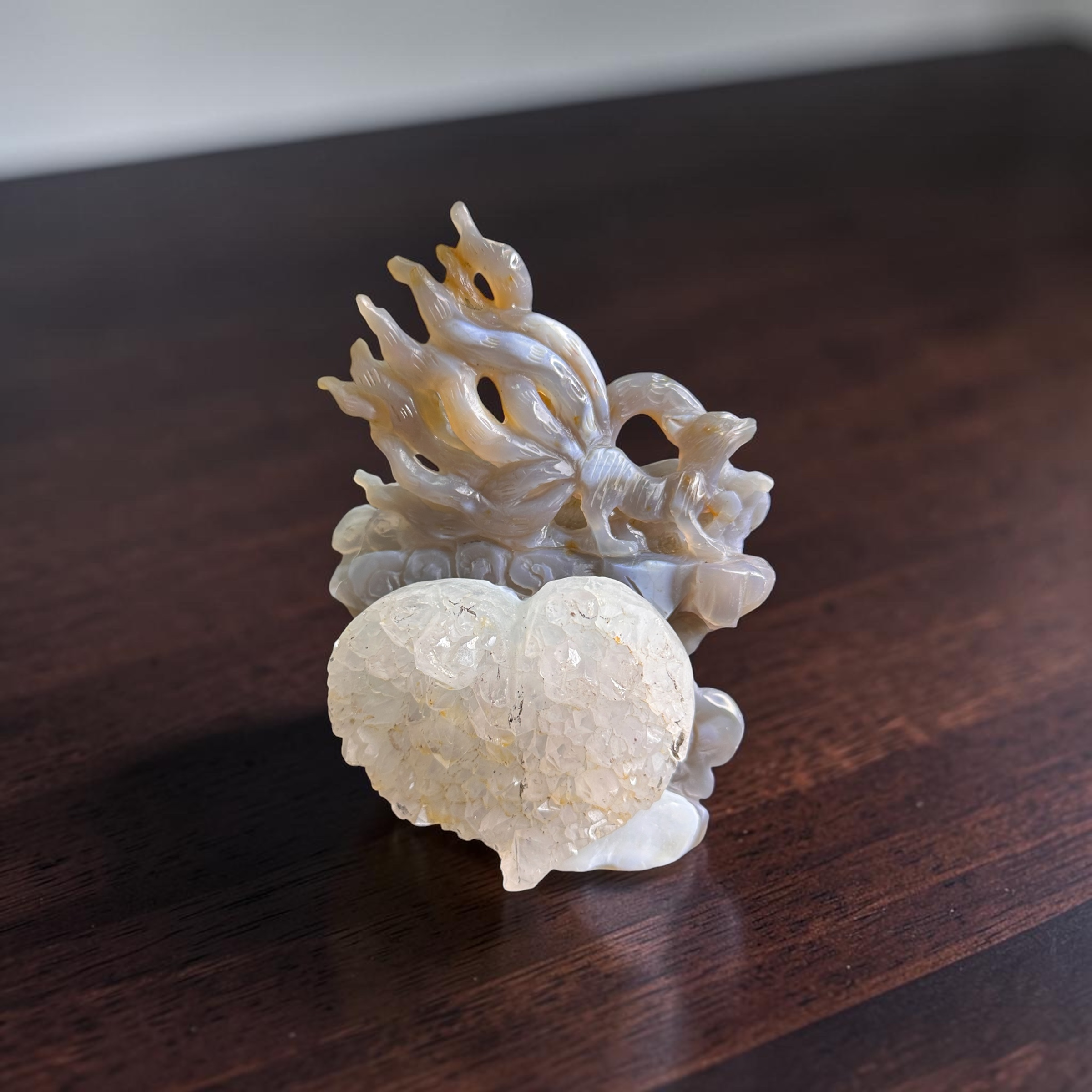 Druzy Agatę 9 Tail With Quartz Heart