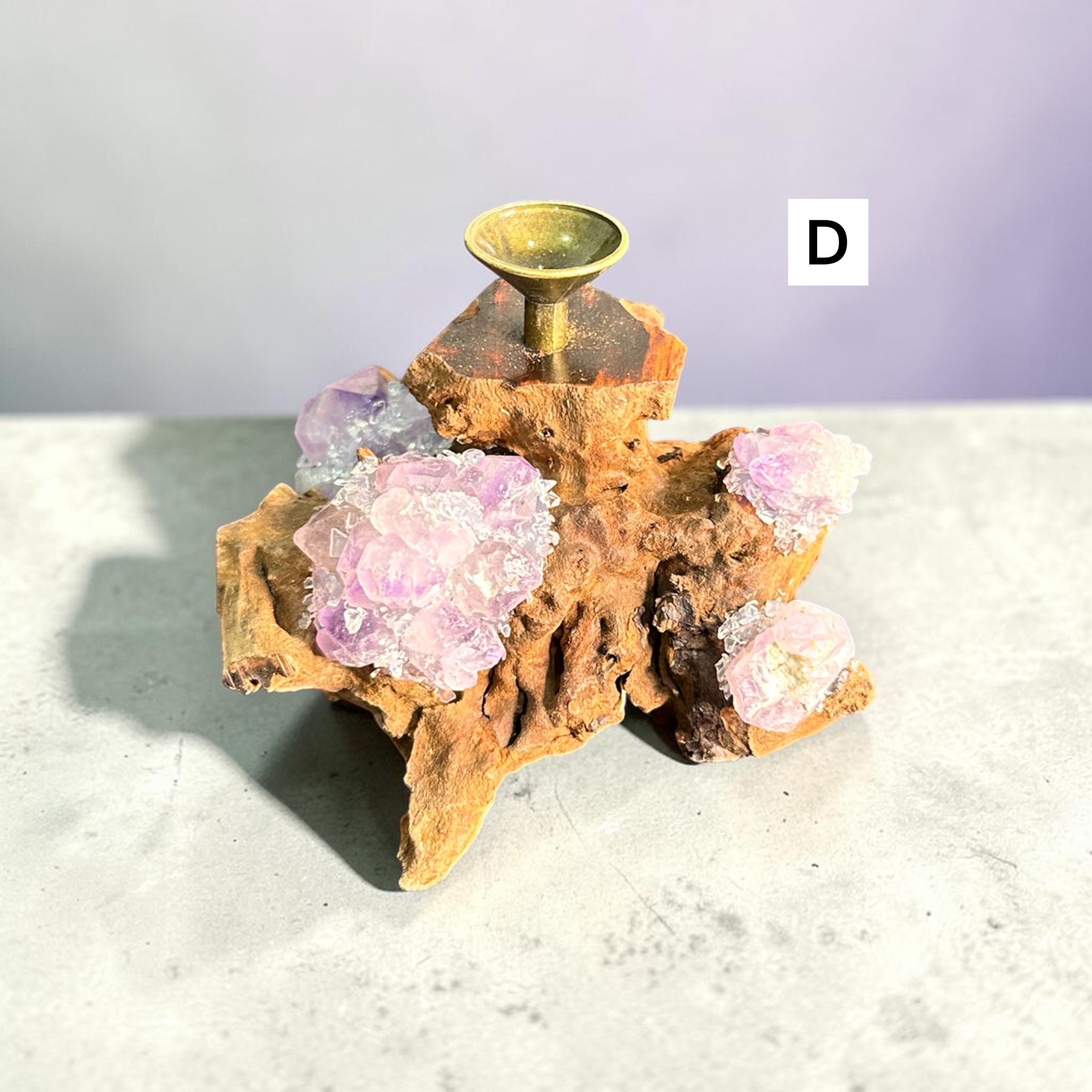Amethyst Cluster/Wood Sphere Holders 