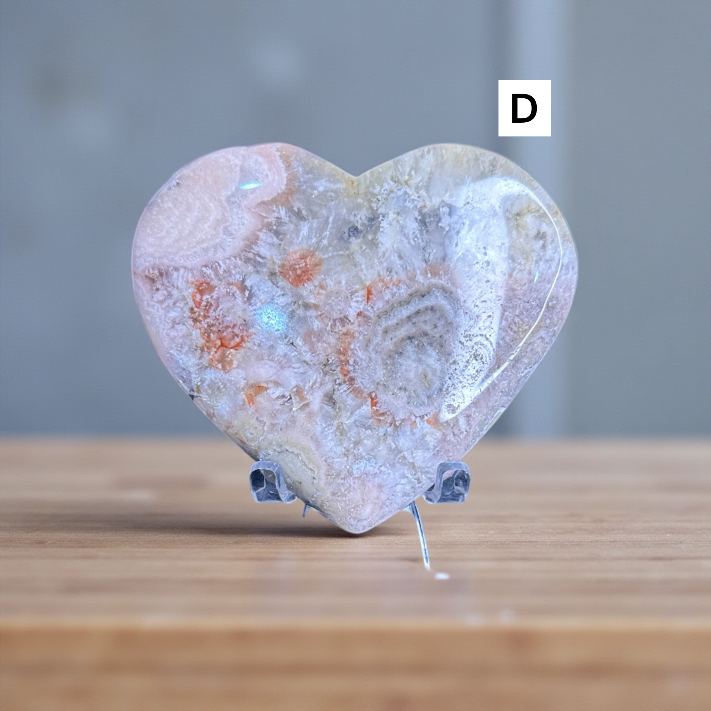 Pink Amethyst/Flower Agate  Hearts